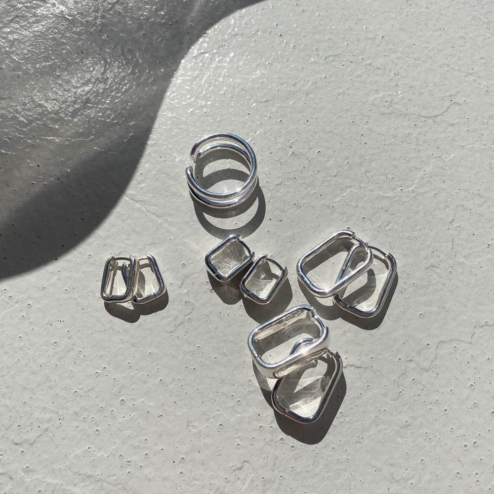 Chunky Silver Paperclip Earrings for Women - Trendy Midi Hoop Earrings for Everyday Wear & Gift Giving