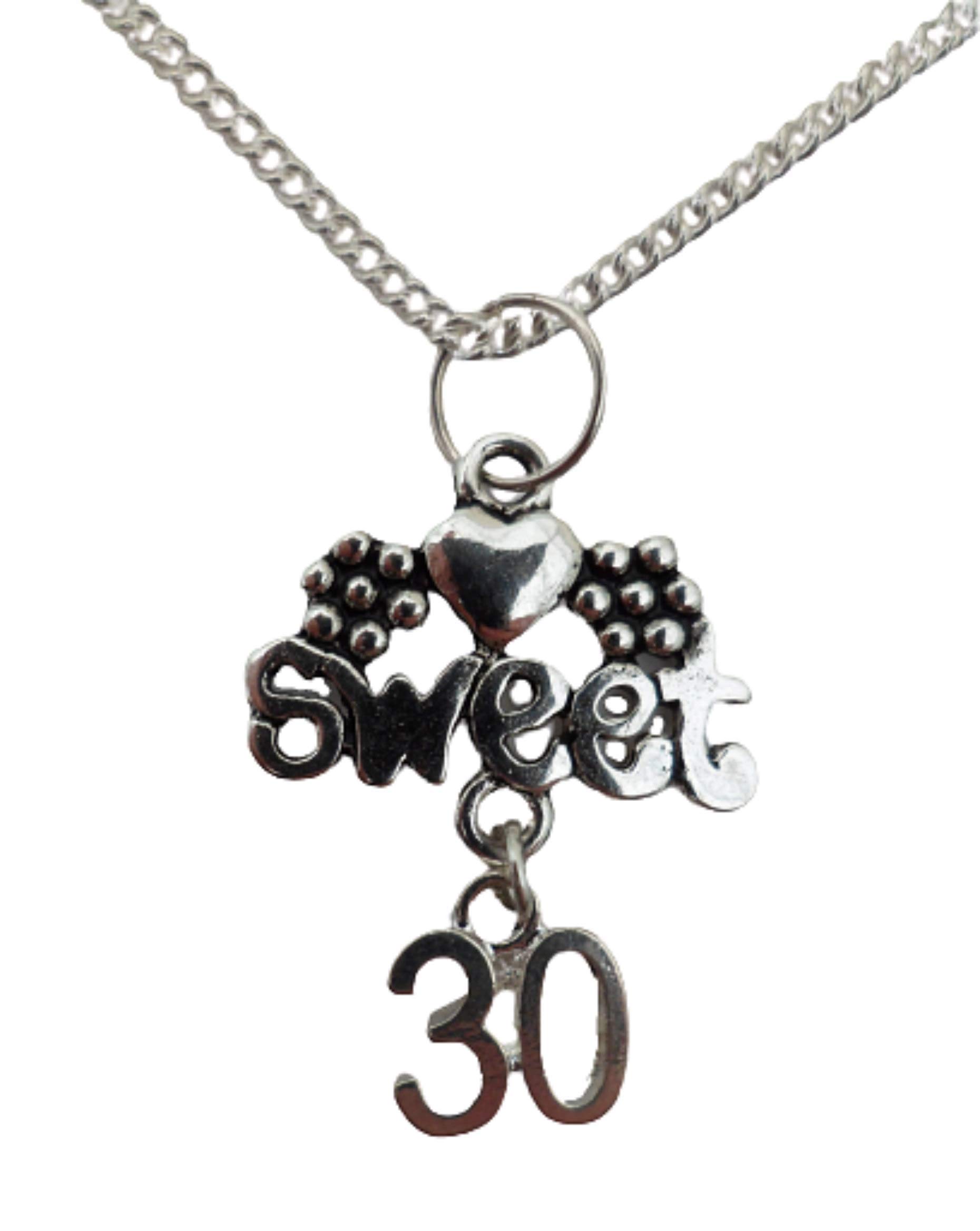 Silver Plated Number 30 Charm Necklace - Birthday & Anniversary Gift for Her