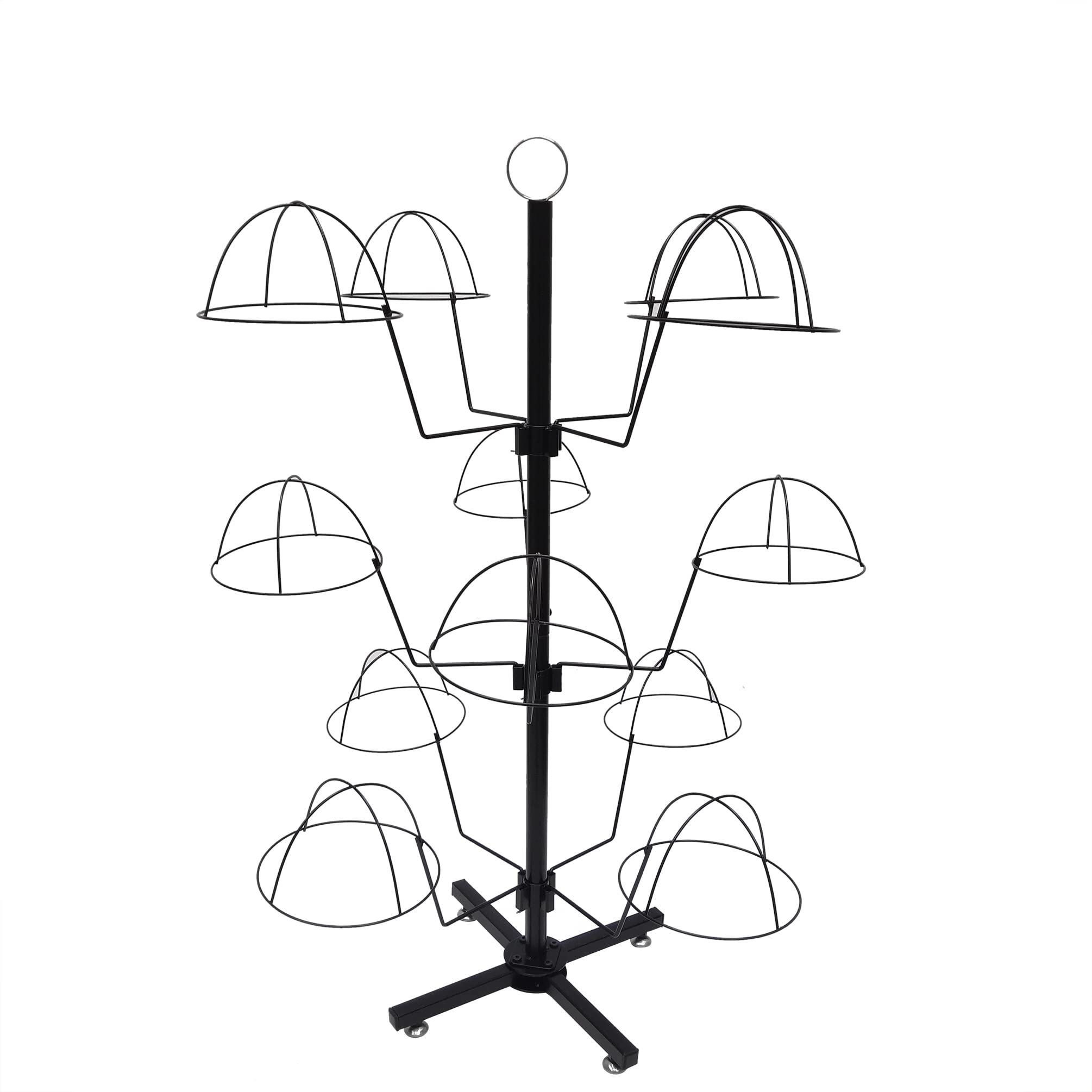 FixtureDisplays® 3-Tier Countertop Hat Rack - 12 Hat Capacity Headwear & Wig Display Stand (24x24x37 Inches) - Perfect for Retail Stores, Boutiques & Home Organization - Model 10125-2D