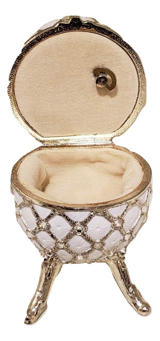 Elegant White Pearl Egg-Shaped Music Jewelry Box with Swarovski Crystals - Plays 'A Time for Us' Melody | Perfect Gift for Valentine's Day, Birthday & Anniversary