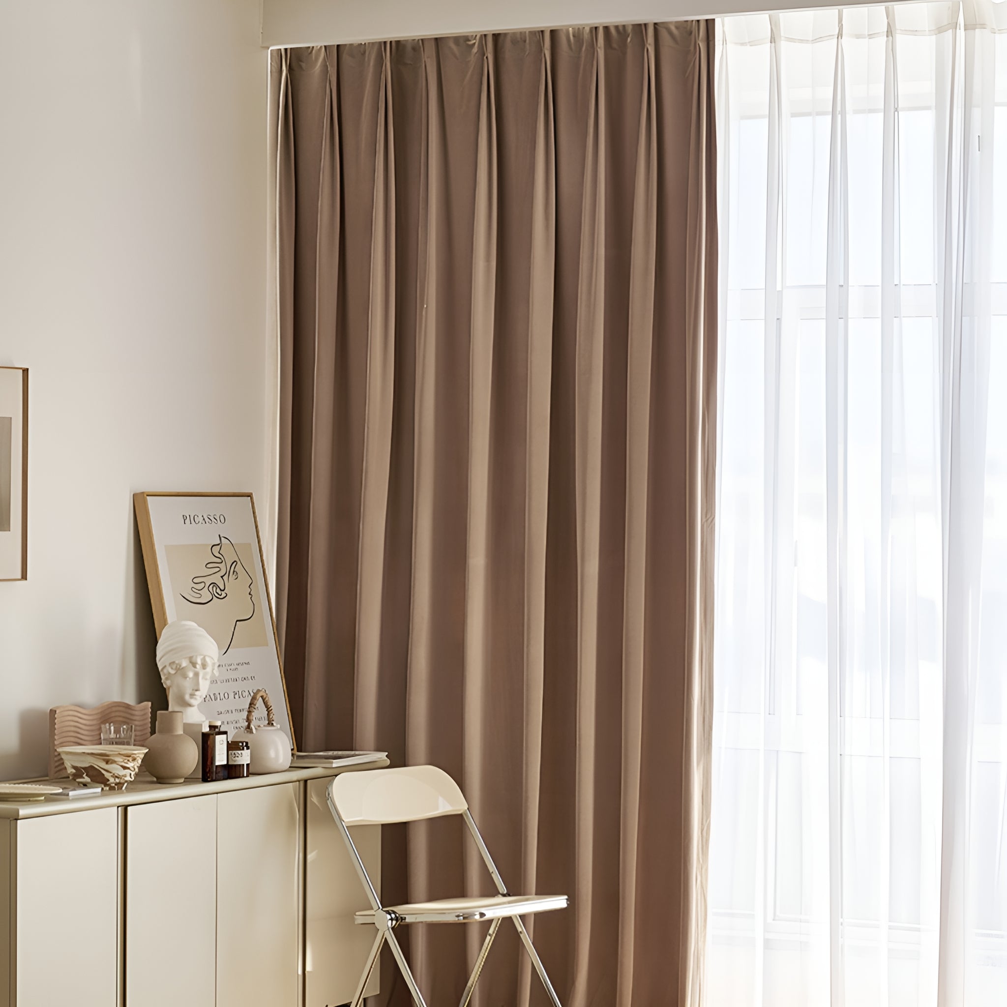 Emilee Solid Soundproof Blackout Custom Curtains for Bedroom & Living Room - Noise Reducing Thermal Insulated Window Drapes for Home & Office