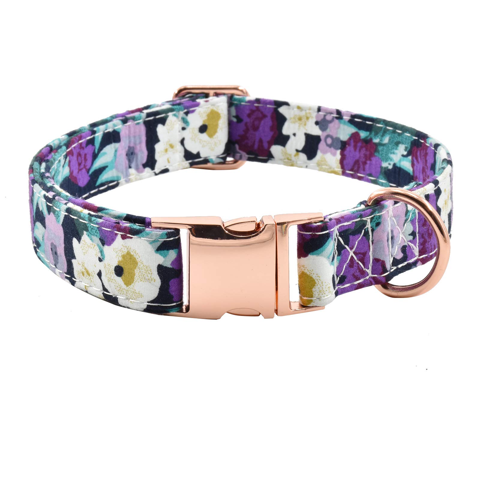 Durable Adjustable Metal Buckle Dog Collar for Small Medium Large Dogs - Soft Comfortable Pet Collar with Floral Design (10-14in) - Perfect for Daily Walks, Training & Outdoor Adventures