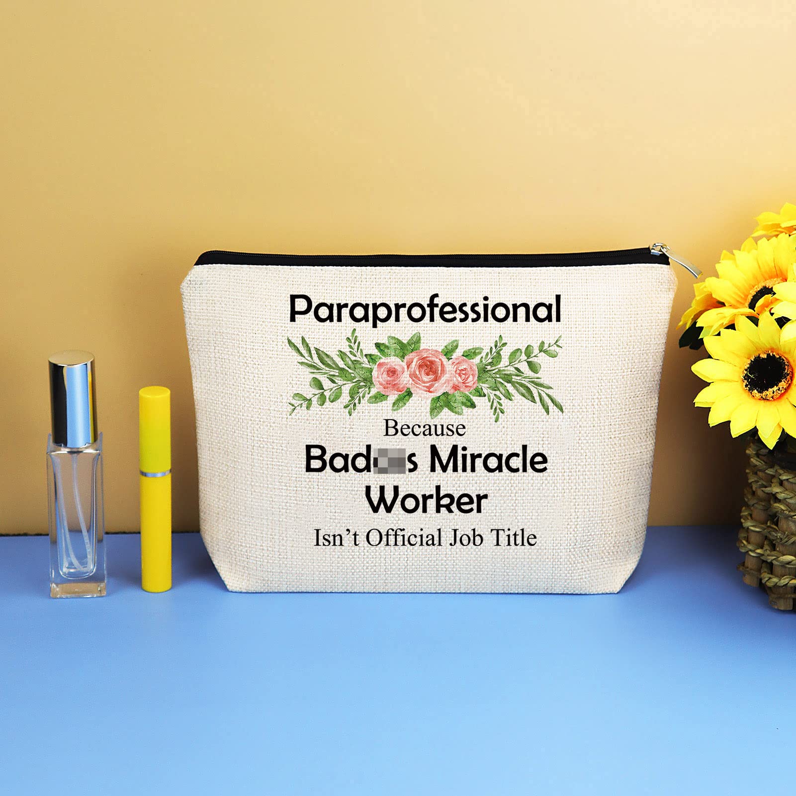 Professional Teacher Appreciation Gift Makeup Bags for Women - Cute Cosmetic Travel Pouch for Paraeducators, Counselors & School Staff - Perfect for Birthday, Graduation, Thanksgiving - Ideal for Classroom, Travel & Daily Use