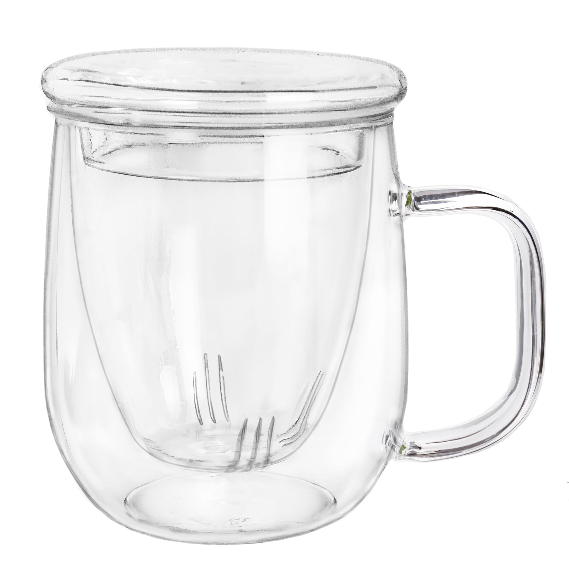 Creano 450ml Glass Tea Cup with Strainer & Lid - Premium Loose Leaf Tea Maker for Home & Office - Perfect for Green Tea, Herbal Tea & Iced Tea Brewing