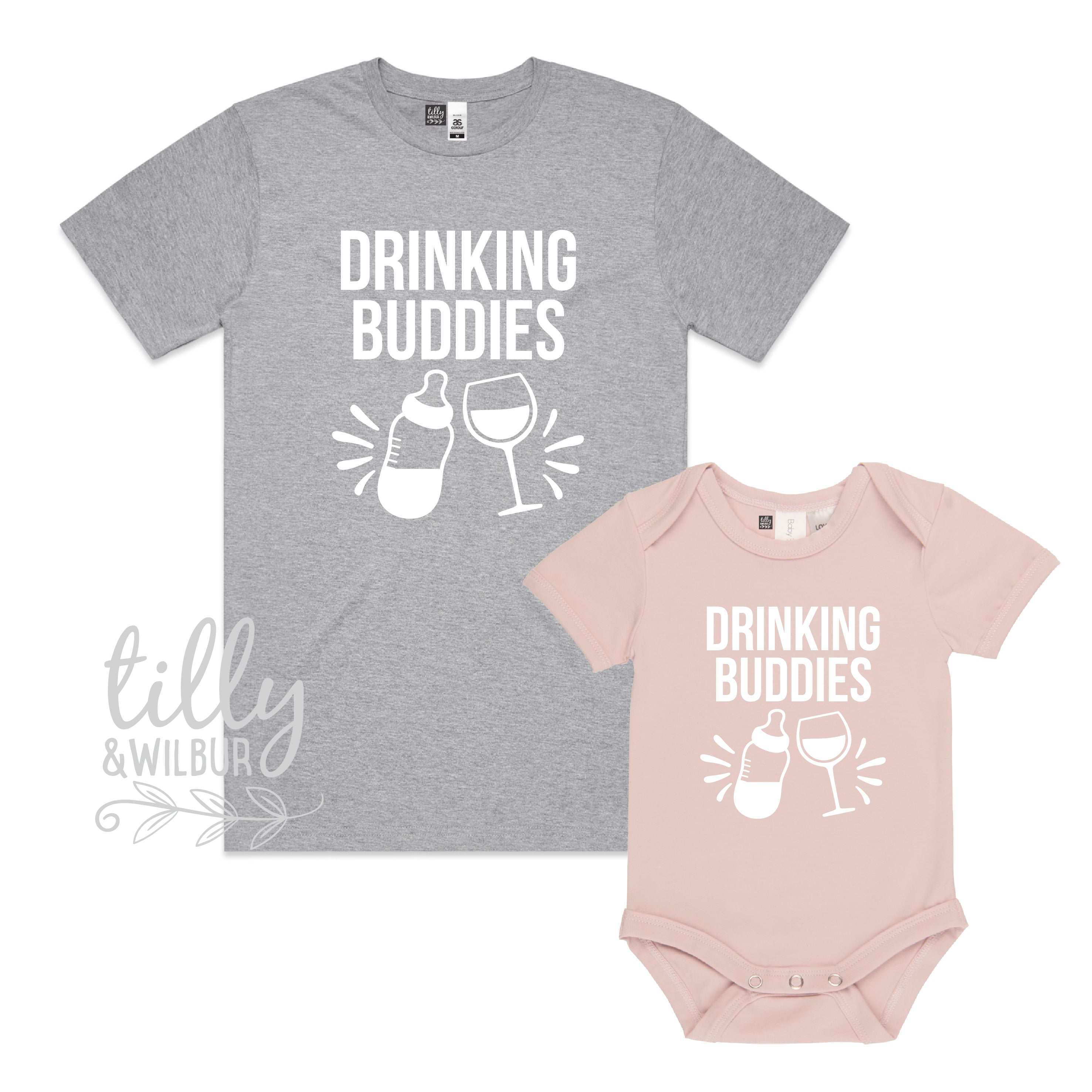 Drinking Buddies Wine Matching Outfit Set - Fun Couple Wine Party Costume for Halloween, Bachelorette & Themed Events - Multiple Colors Available