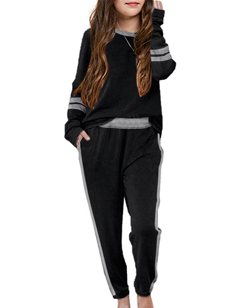 Imily Bela Girls' 2-Piece Sweatsuit Set - Soft Lounge Wear, Athletic Sweatshirt & Sweatpants for Casual Outfits, School, and Home Comfort