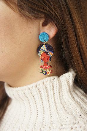 Laliblue African Girl Earrings - Handmade Beaded Dangle Earrings for Women - Perfect for Parties, Weddings & Cultural Events