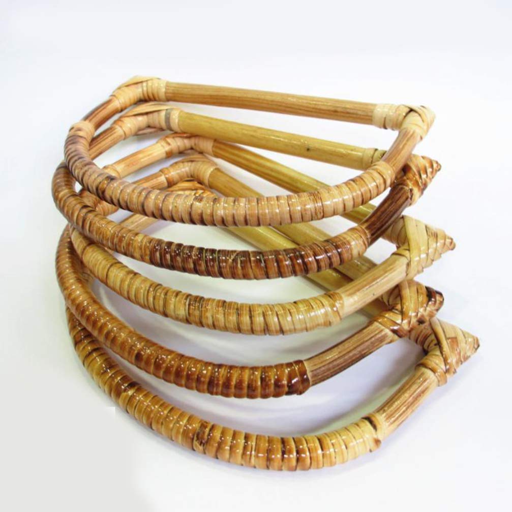 4pcs DIY Purse Handles - Solid Wood Rattan Craft Supplies for Handmade Bags, Totes & Purses - Natural Wooden Handles for DIY Fashion Accessories