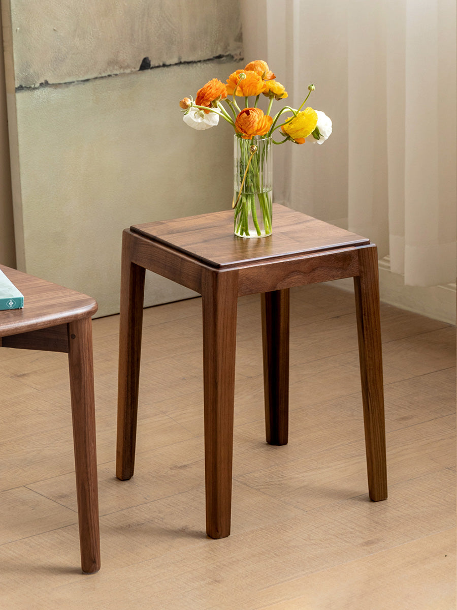 Premium Black Walnut Solid Wood Folding Stool - Modern Handcrafted Bar Stool for Kitchen Island, Dining Room & Home Decor | Space-Saving Design for Small Spaces