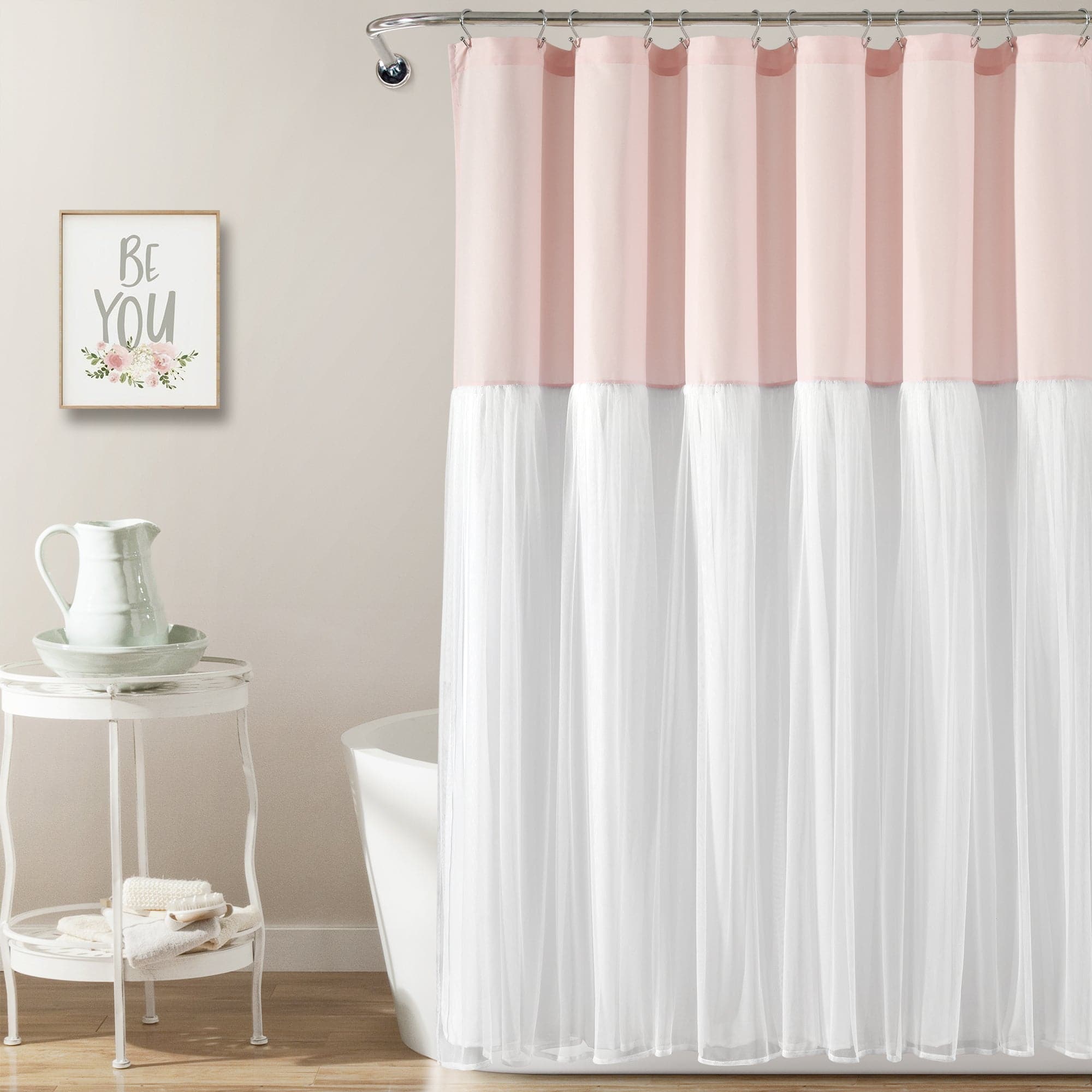 Colorblock Tulle Skirt Shower Curtain - Elegant Bathroom Decor for Weddings, Bridal Showers & Home Spa Days