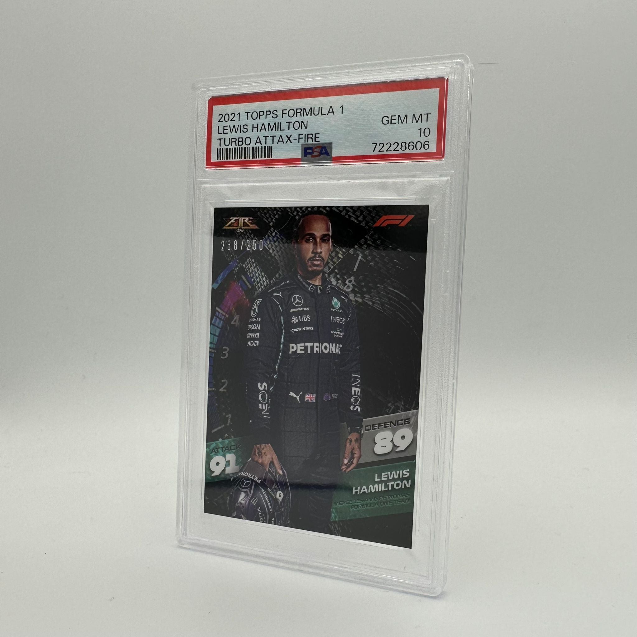PSA 10 Lewis Hamilton 2022 Fire Racing Card #/250 - Rare Collectible for F1 Fans & Sports Memorabilia Enthusiasts | Perfect for Display, Trading, and Investment