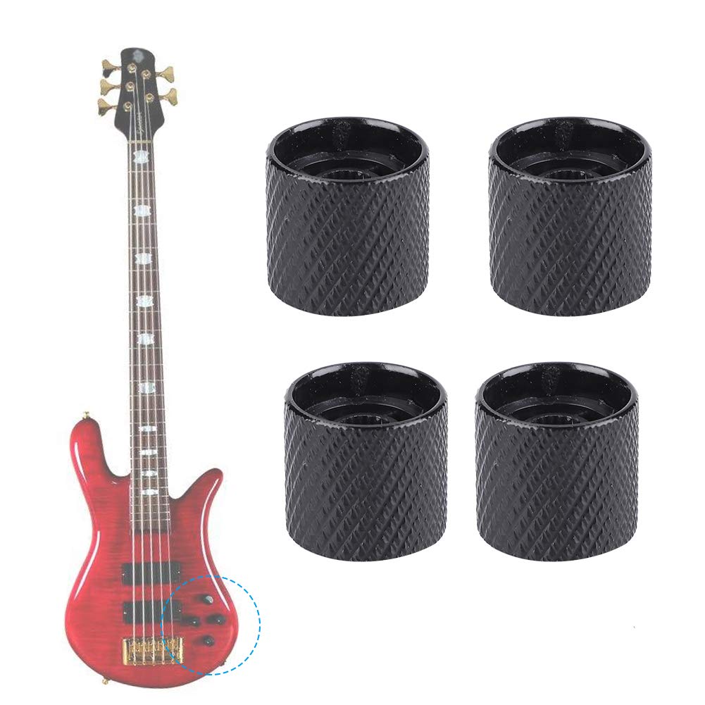 4Pcs Electric Guitar Control Knobs - Volume & Tone Dome Knobs for Guitar & Bass (Black) | Premium Replacement Parts for DIY Guitar Repair & Customization