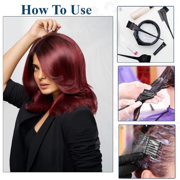 6-Piece Professional Hair Coloring Kit - Hair Dye Tools Set with Tinting Bowl, Dye Brush, Bleaching Cape & Gloves for Salon & Home Hair Coloring
