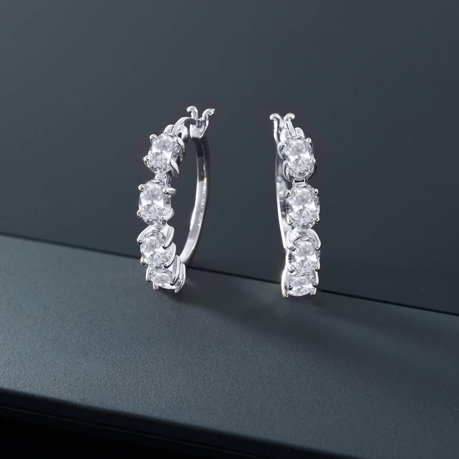 Gem Stone King 925 Sterling Silver 6x4mm Oval Birthstone Hoop Earrings for Women - 22mm (0.85 Inch) Fine Jewelry Gifts for Mom, Wife, Her | Perfect for Birthdays, Anniversaries & Everyday Wear