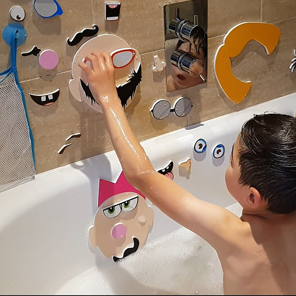Buddy & Barney Silly Faces 36 Reusable Bath Stickers for Kids - Fun Bathtime Decorations & Learning Toys for Toddlers - Perfect for Bathroom Wall Decor and Sensory Play