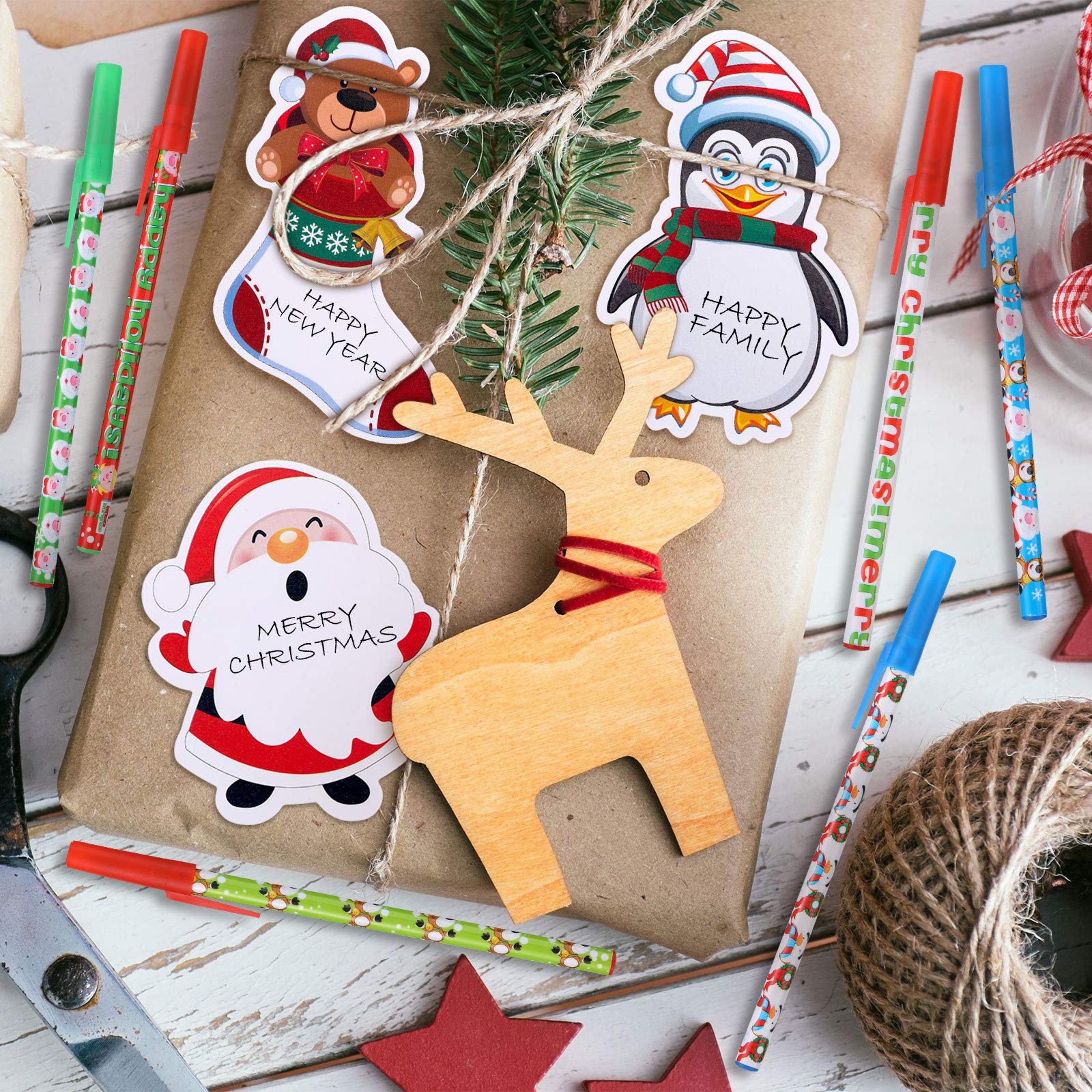 Outus 18-Piece Christmas Notepad Set - Festive Snowman Design Sticky Notes with 24 Ballpoint Pens for Office, School, Home & Holiday Planning | Self-Stick Memo Pads for Work, Study & Gift Giving