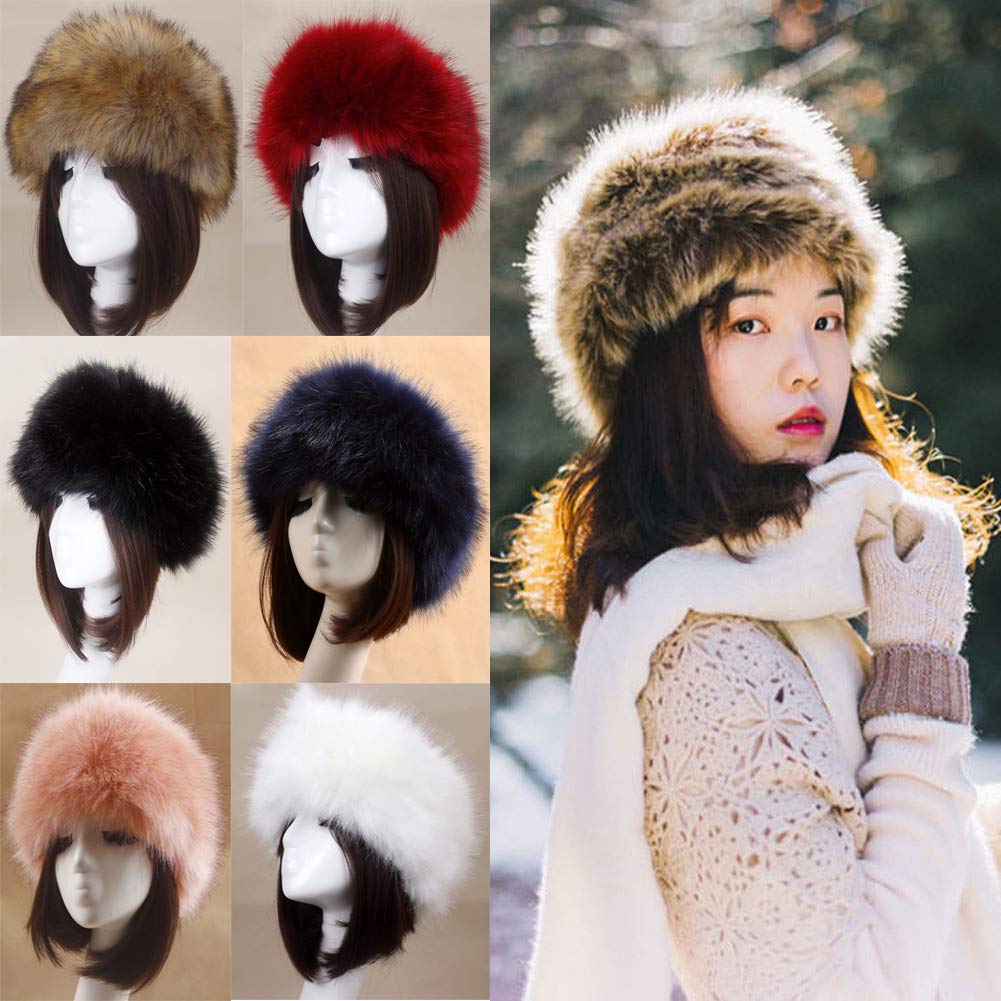 Russian Thick Fluffy Fur Headband Hat for Women & Men - Winter Ski Ear Warmer, Cold Weather Accessory for Outdoor Activities, Snowboarding, and Fashion