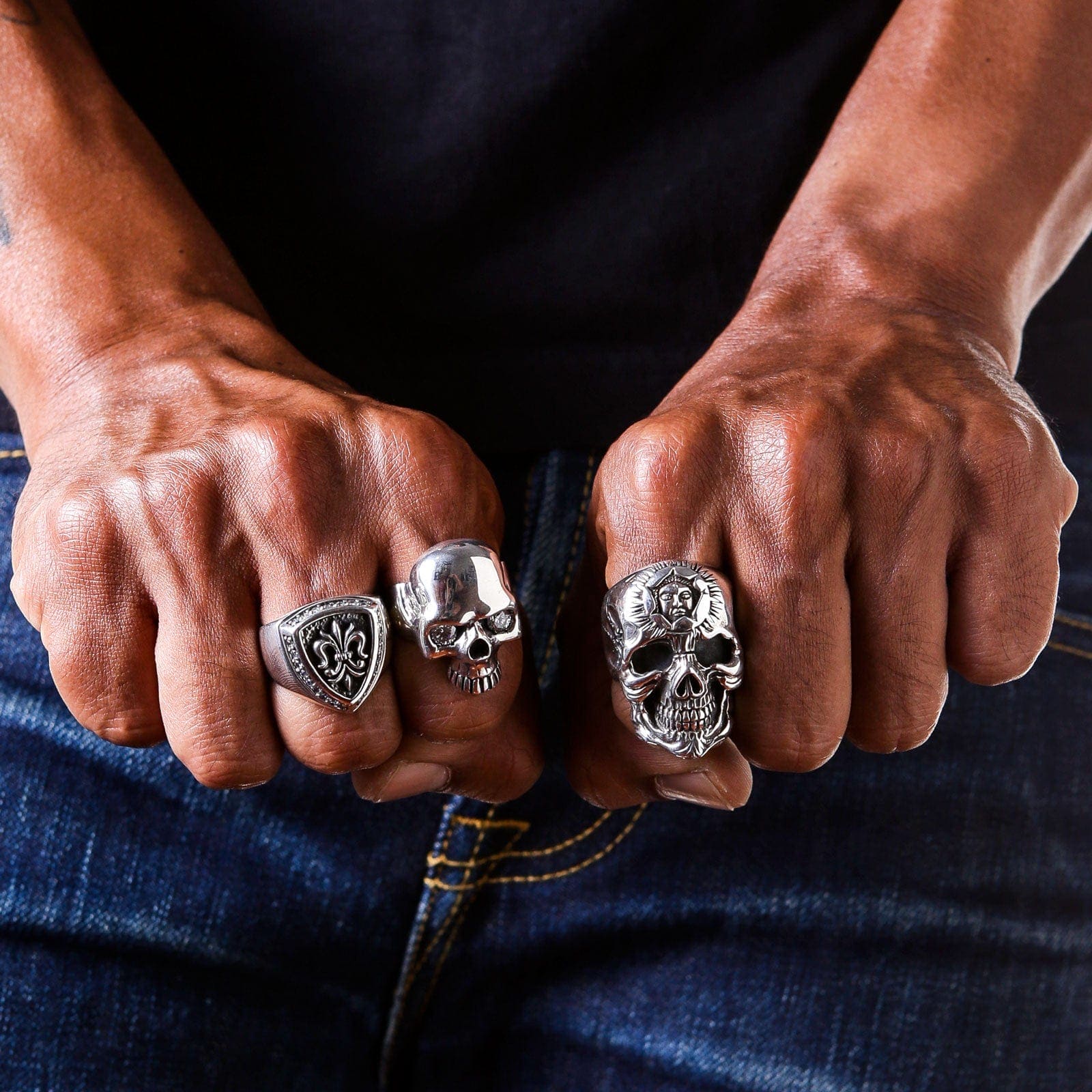 925 Sterling Silver Skull Ring for Men - Heavy Sun God Gothic Jewelry - Perfect for Punk Fashion, Rock Concerts & Biker Style