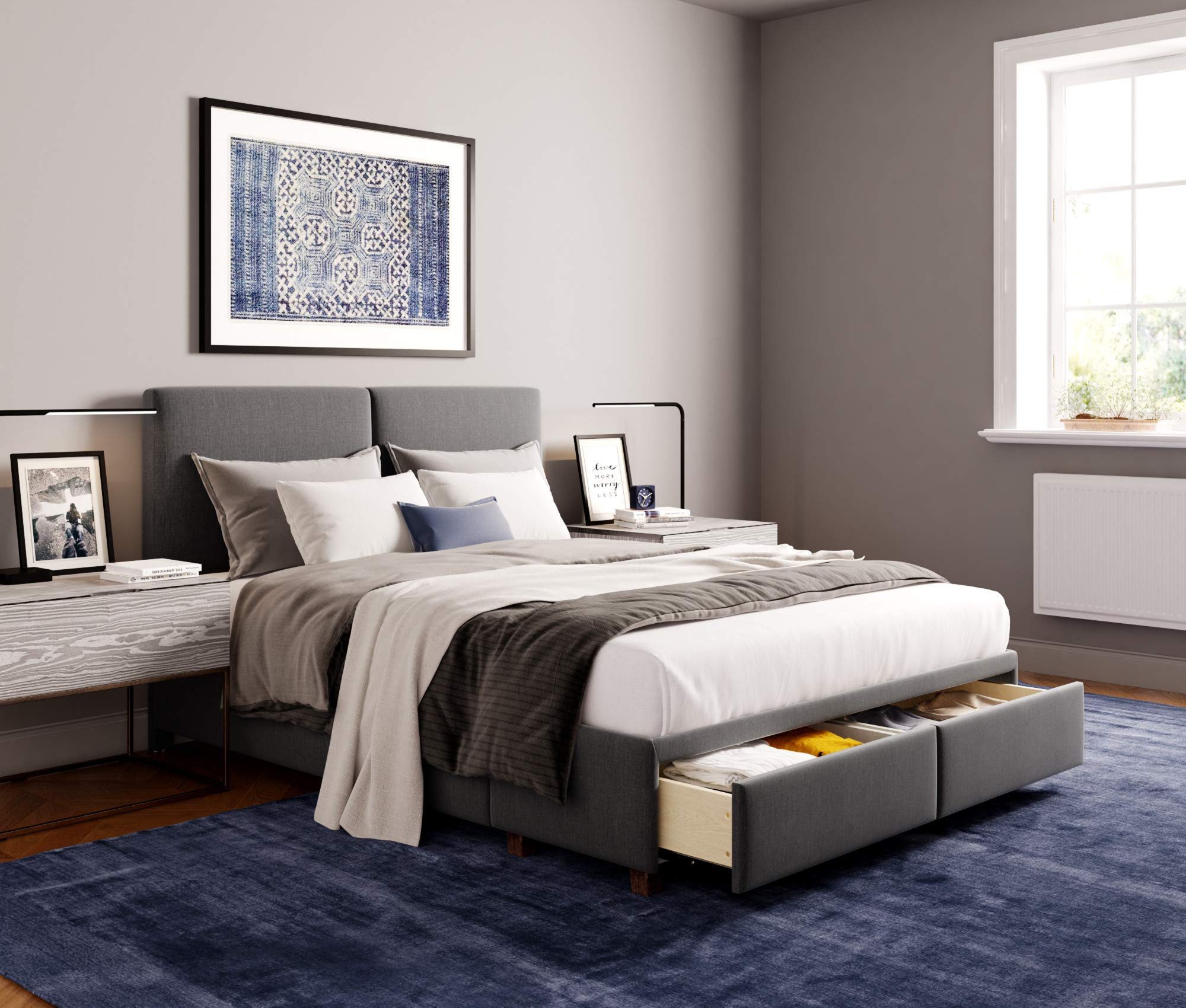 Finch Maxwell Upholstered Storage Bed Frame with 2 Large 29