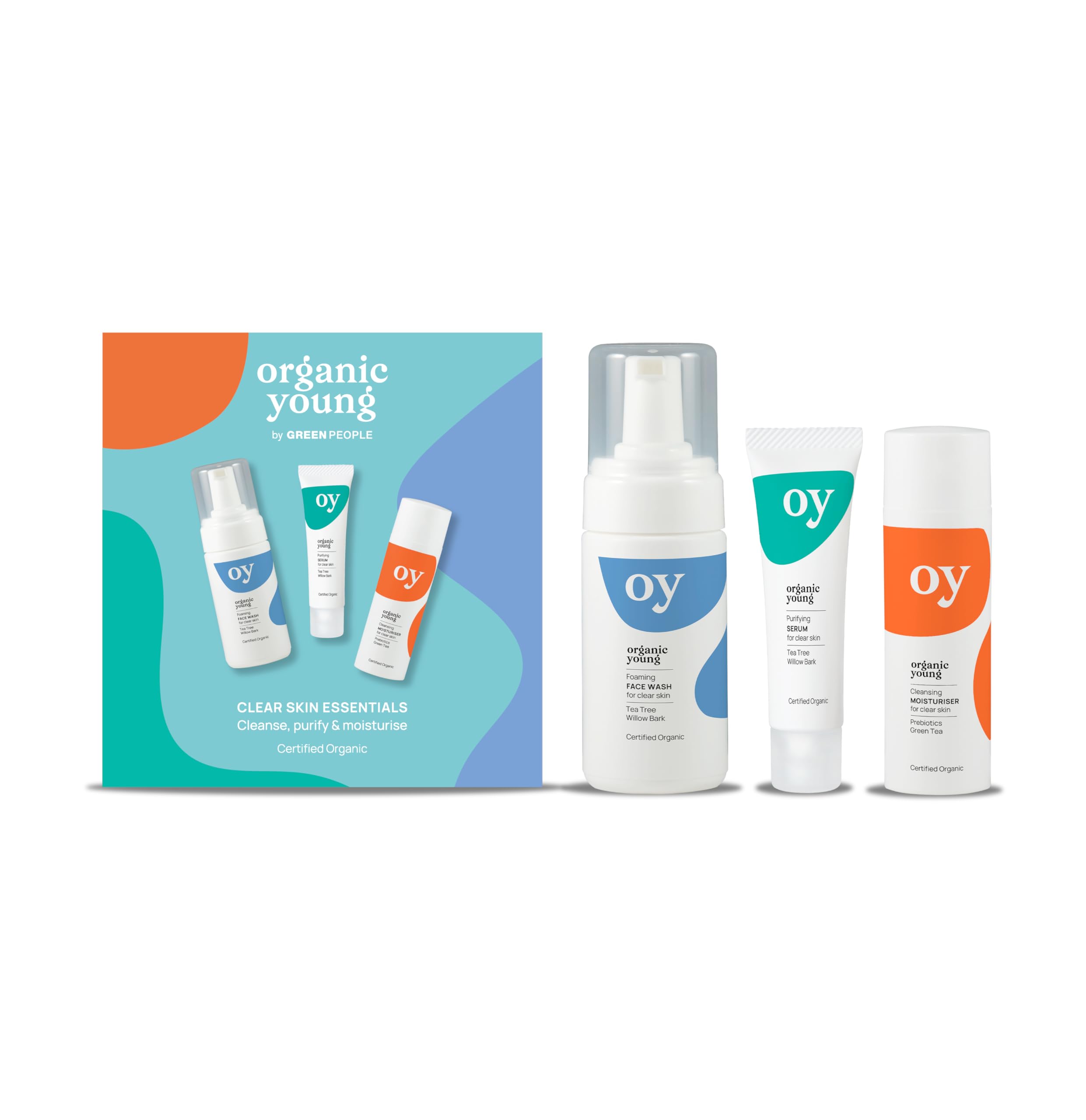 Green People Teen Skincare Set for Boys & Girls - Vegan Face Wash, Serum & Moisturizer for Spots & Blemishes | Cruelty-Free Tween Skincare Kit | Perfect for Daily Teen Skincare Routine & Acne-Prone Skin Care