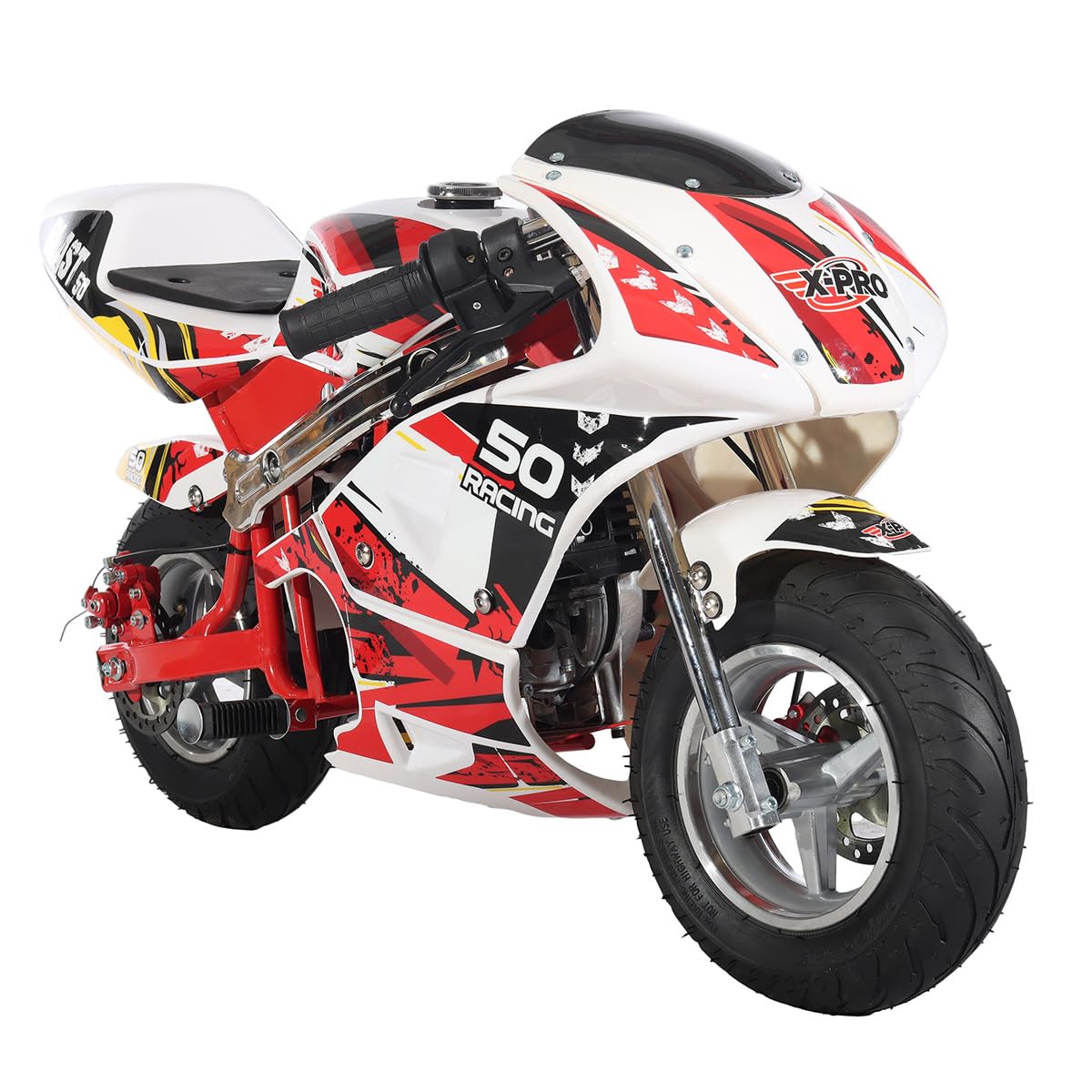 X-PRO Blast Mini Gas Bike for Kids - 50cc Pocket Motorcycle with 2-Stroke Engine, Safety Features & Adjustable Speed - Burgundy Red - Perfect for Backyard Riding, Neighborhood Cruising & Beginner Motorcycle Training
