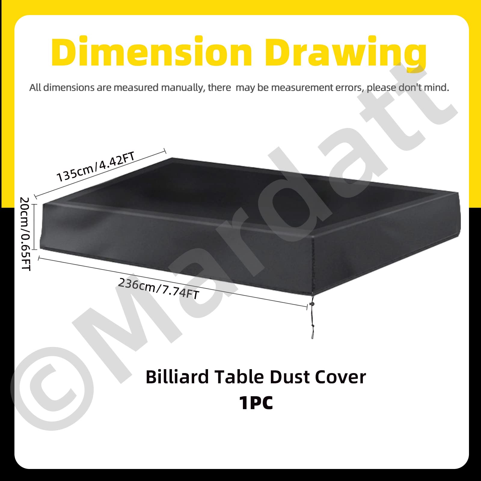 Premium Mardatt 7 FT Billiard Table Cover - Heavy Duty Waterproof Oxford Pool Table Cover, Fitted Protection for Air Hockey & Game Room Storage