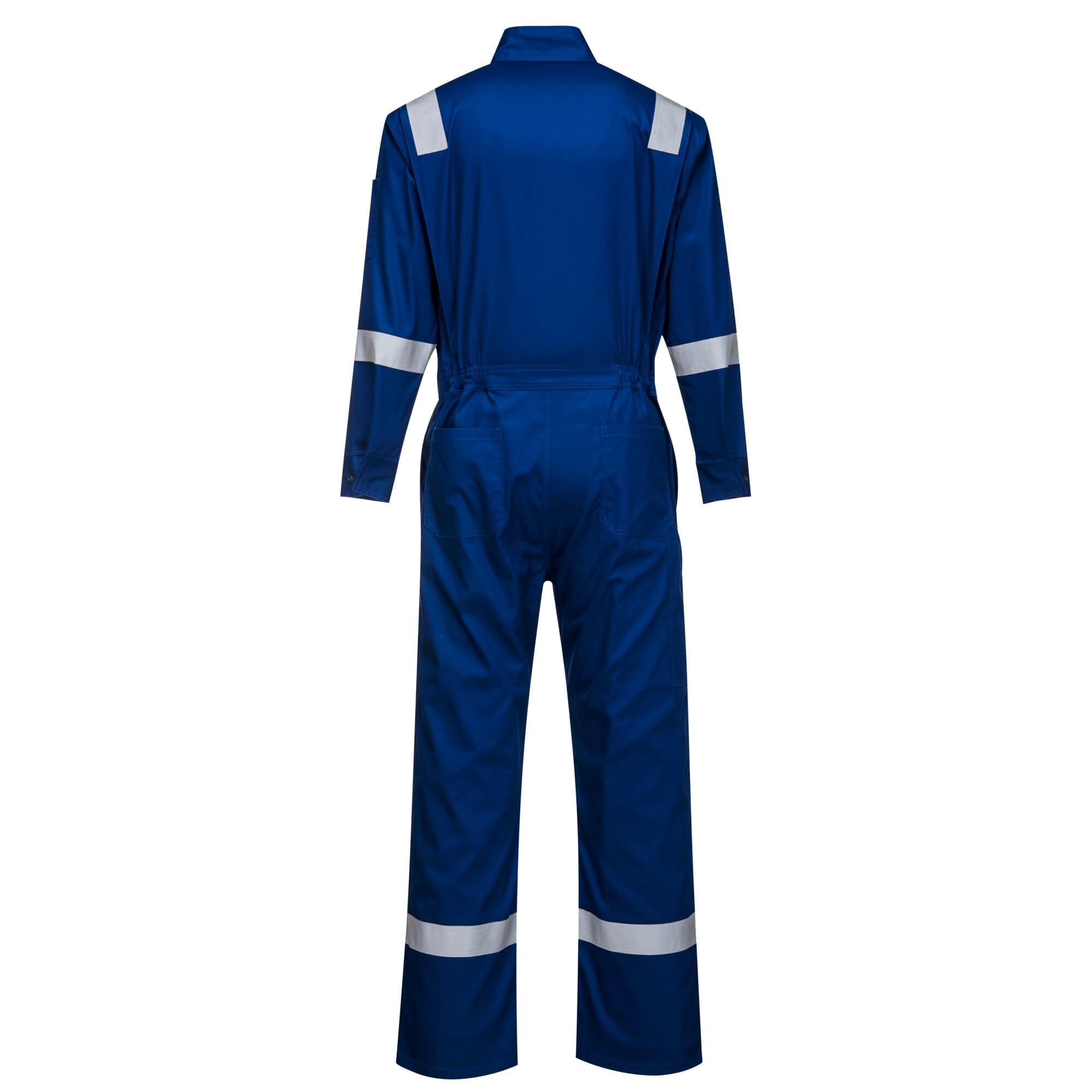 Portwest FR94 Bizflame Fire Resistant Coverall with FR Reflective Tape - ASTM/NFPA Certified - Royal Blue - Small Size - Ideal for Industrial Work, Welding & Fire Hazard Environments