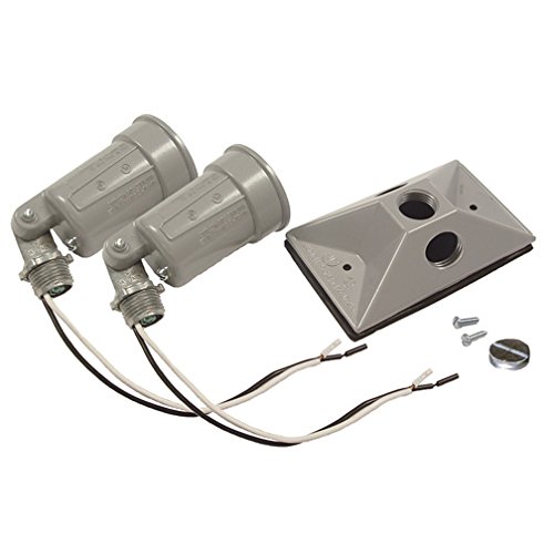 Hubbell-Raco 5621-5 Waterproof Lamp Holder Cover, 1 Gang with 2 Lamp Holder, Gray (Pack of 4) - Ideal for Outdoor Lighting, Wet Locations & Industrial Use
