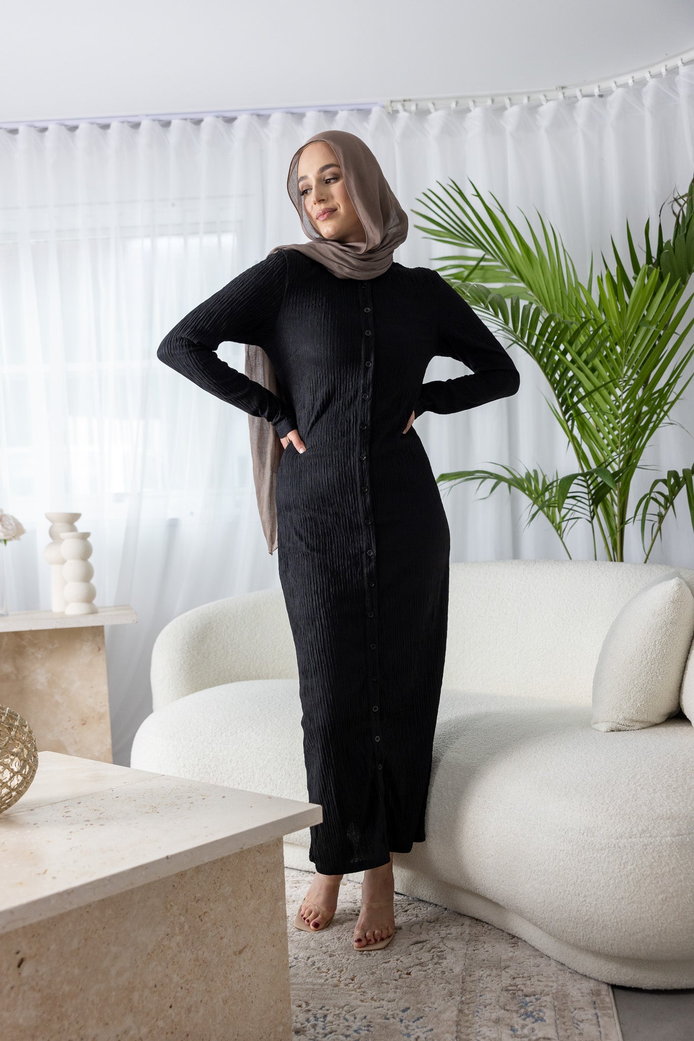 Dream Textured Shirt Dress for Women - Soft Casual Long Sleeve Button Down Tunic Top - Perfect for Work, Date Night & Weekend Outings