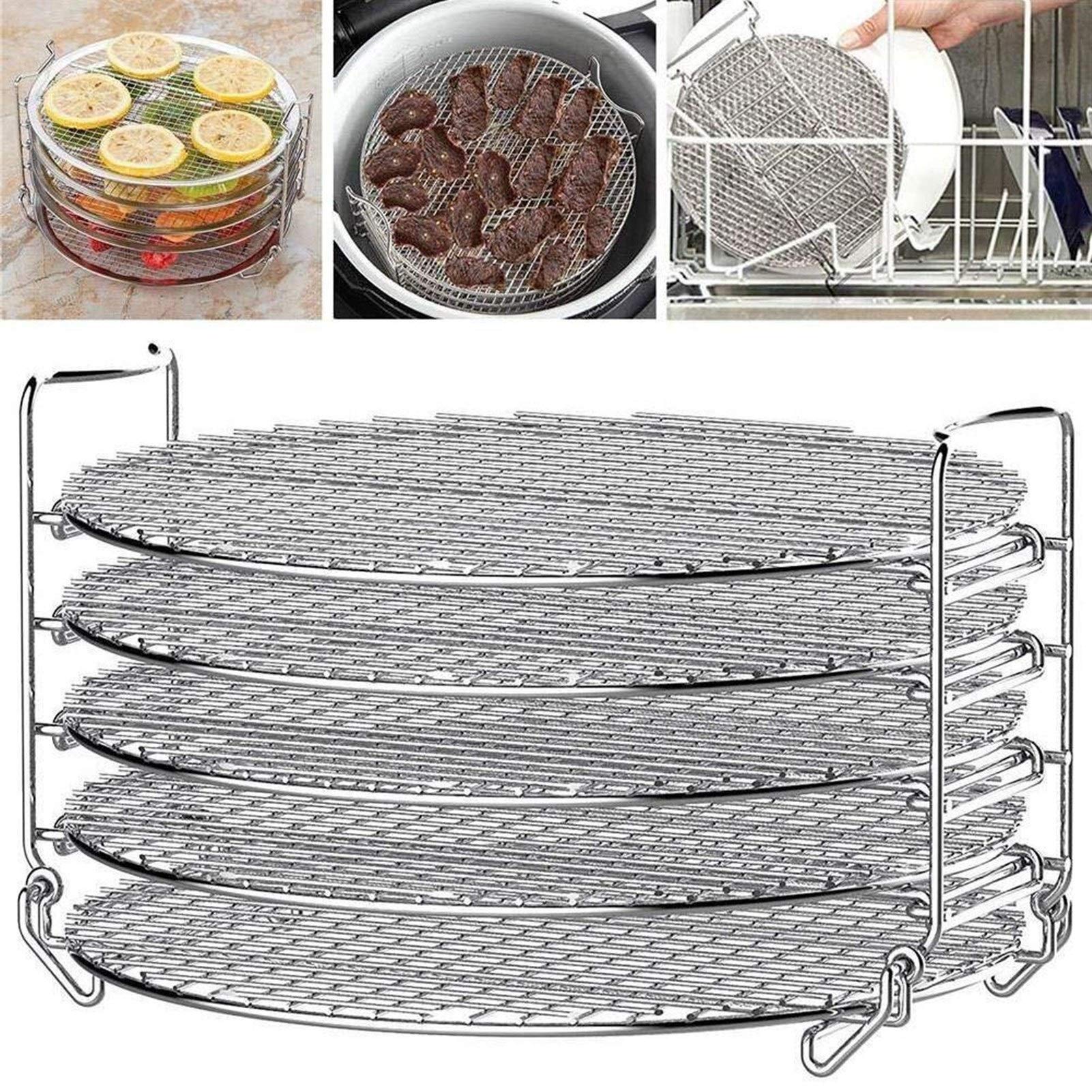Stainless Steel Dehydrator Stand with 5 Stackable Layers - Food Grade Grill & Air Fryer Rack Accessory (6L) for Drying Fruits, Vegetables, Jerky & Herbs | Perfect for Home Kitchen & Food Preservation