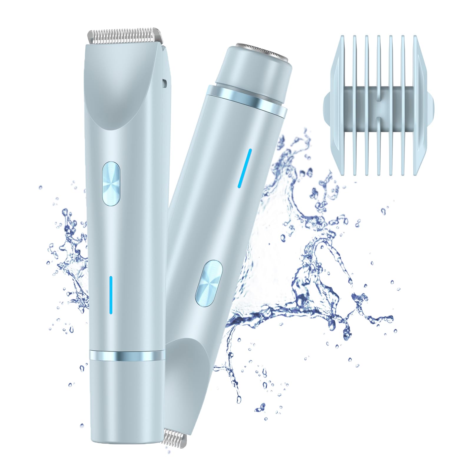 Whimsyard Women's Electric Shaver & Trimmer - 2-in-1 USB Rechargeable Wet/Dry Razor for Smooth Legs, Underarms & Bikini Area - Perfect for Travel, Gym & Everyday Use (Blue)