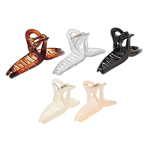 LALAFINA 5-Piece Large Hair Claw Clips for Women - Strong Hold Jaw Clips, Barrettes for Thick Hair - Perfect for Ponytails, Buns & Updos (Hair Accessories for Girls & Women)
