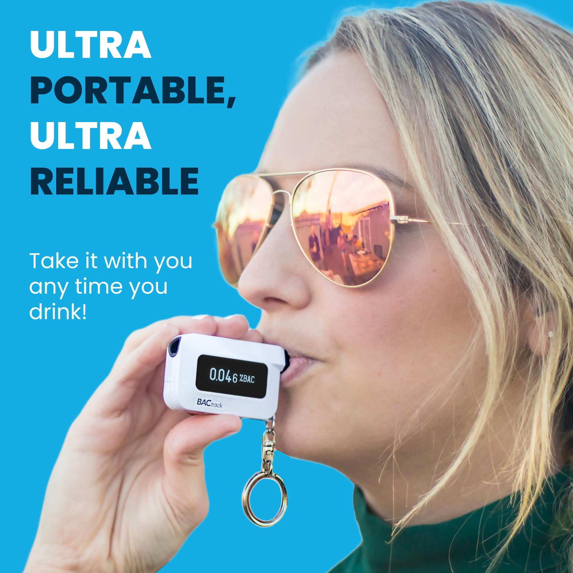 BACtrack C6 Keychain Breathalyzer with 20 Disposable Mouthpieces - Portable Alcohol Tester for Personal & Professional Use - Perfect for Parties, Events, and Workplace Safety
