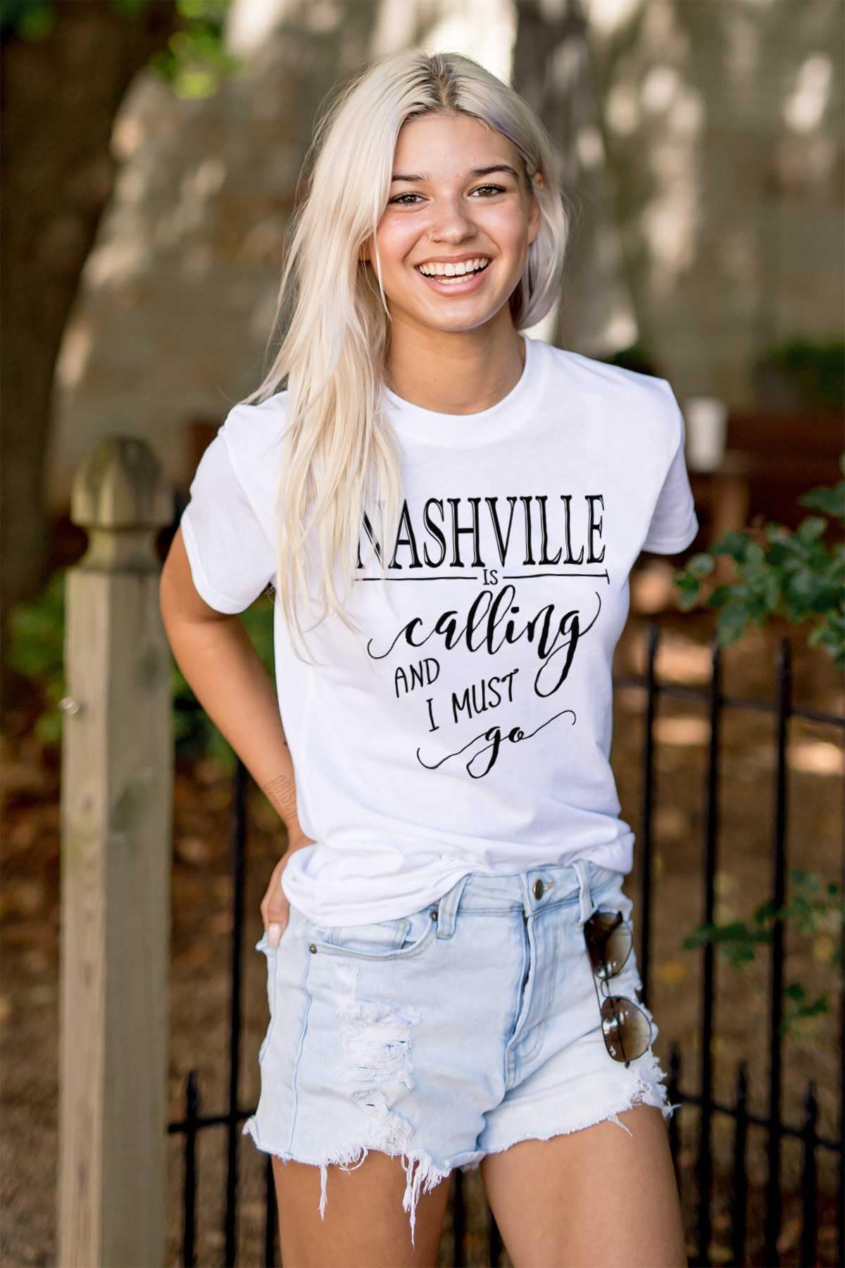 Brisco Brands Nashville Tennessee Calling Women's Graphic T-Shirt - Soft Cotton Tee for Casual Wear & Travel