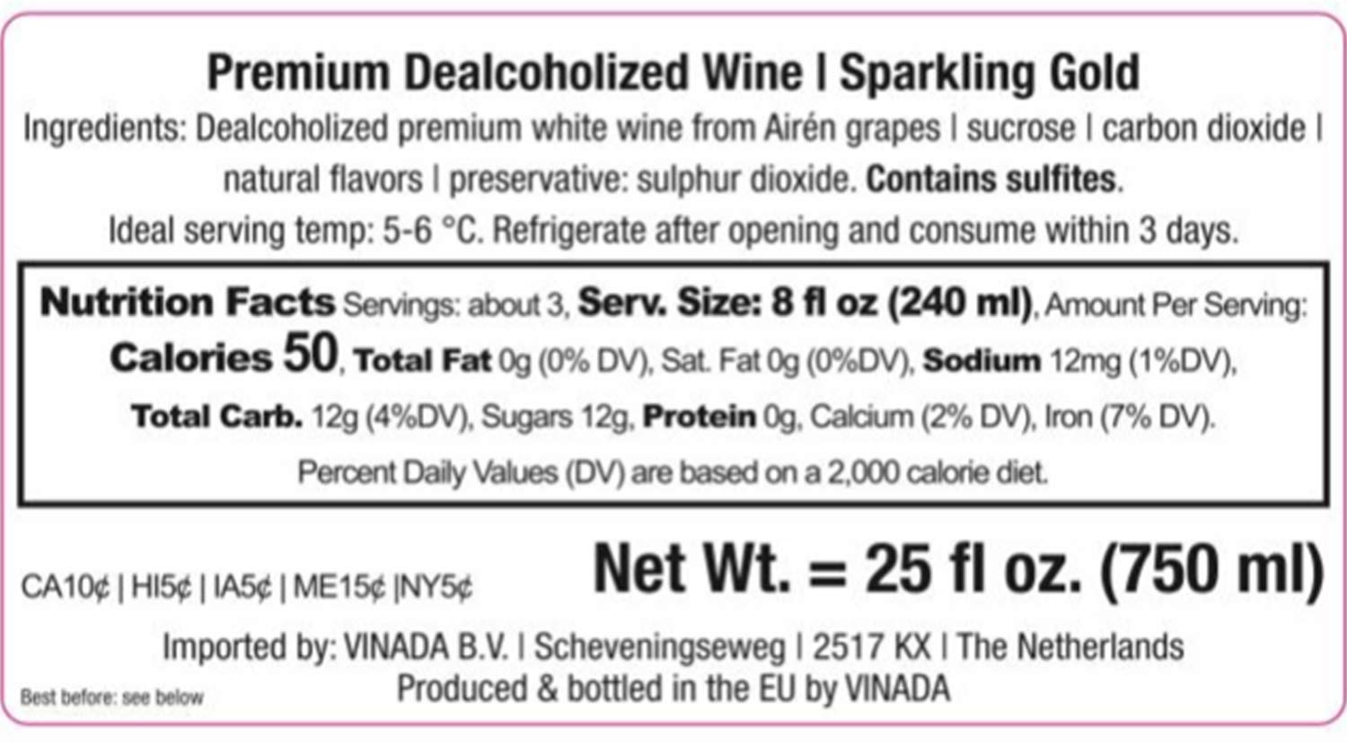 VINADA Sparkling Gold & Rosé Alcohol-Free Wine Variety Pack - 750ml (4 Bottles) - Perfect for Celebrations, Gifts & Sober Living