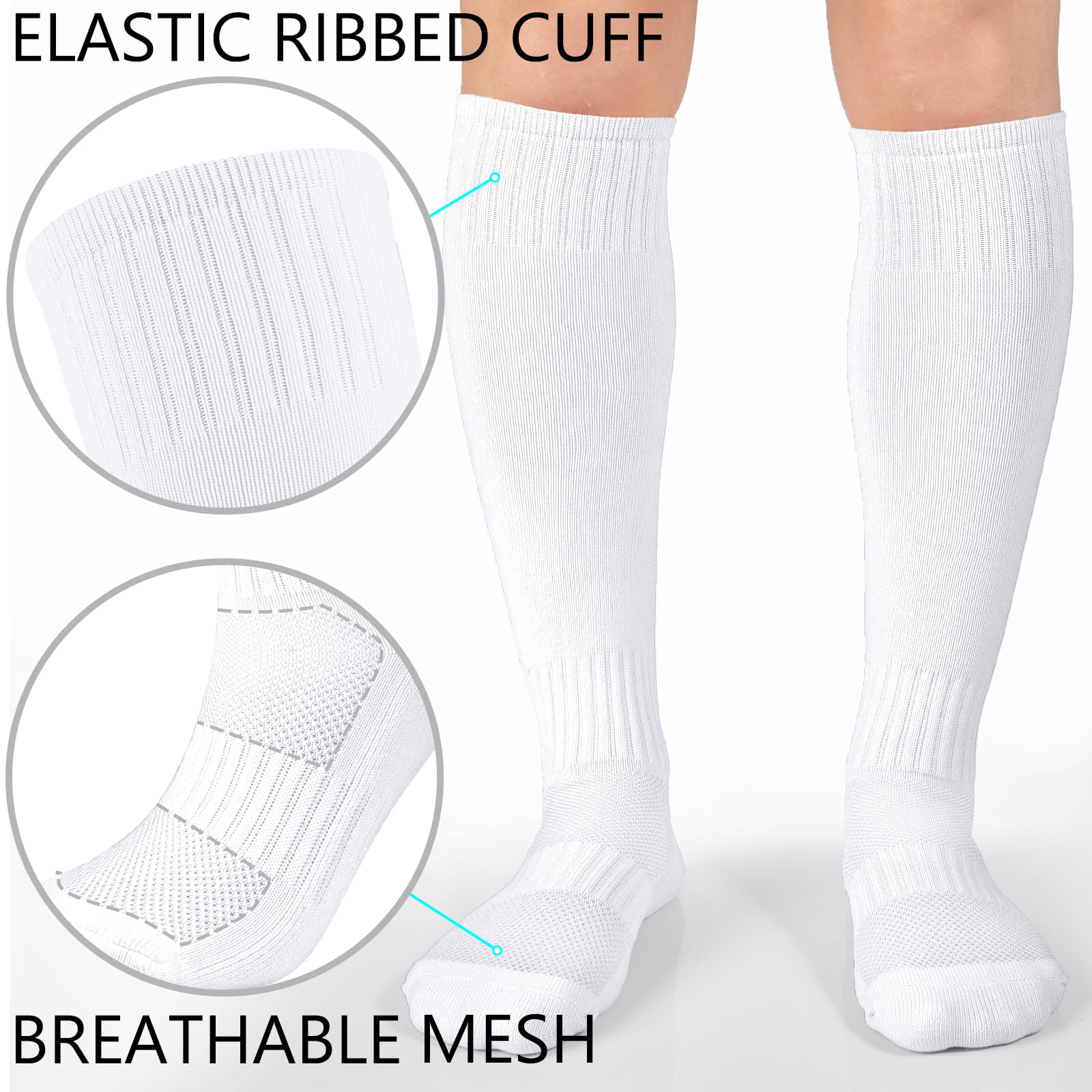 **LO SHOKIM Youth Soccer Socks - Knee High Athletic Socks for Boys & Girls - Football, Baseball, Softball Sports Tube Stockings - Perfect for Training, Games & School Sports**