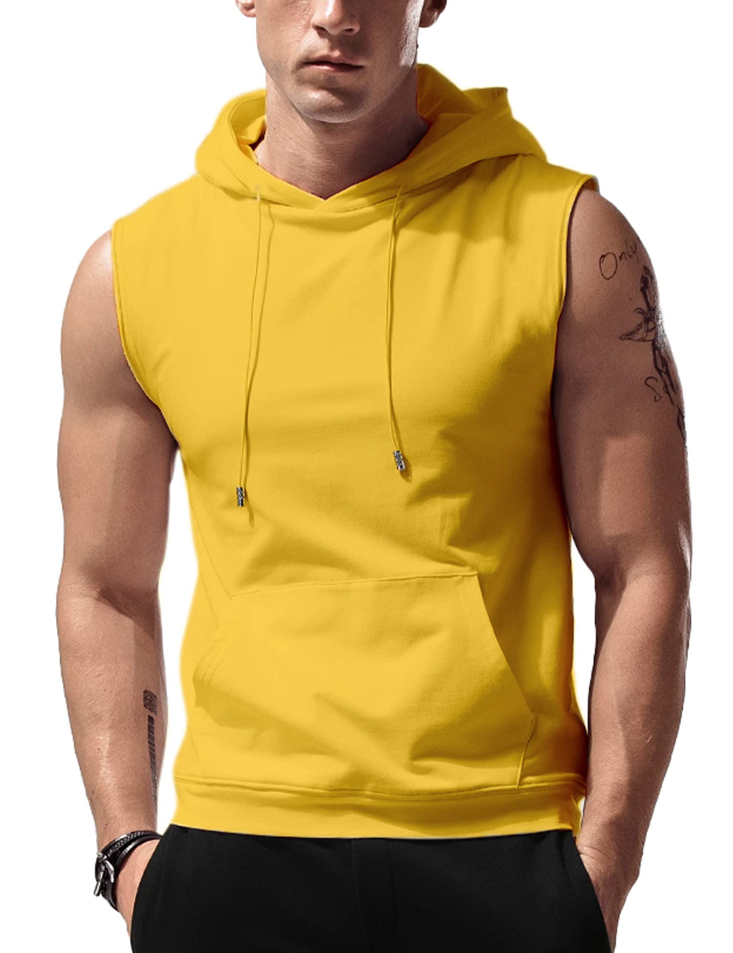 Amussiar Men's Workout Hooded Tank Top - Sleeveless Gym Training Hoodie for Bodybuilding & Muscle Cut Off Shirt | Perfect for Weightlifting, Running & Fitness Training