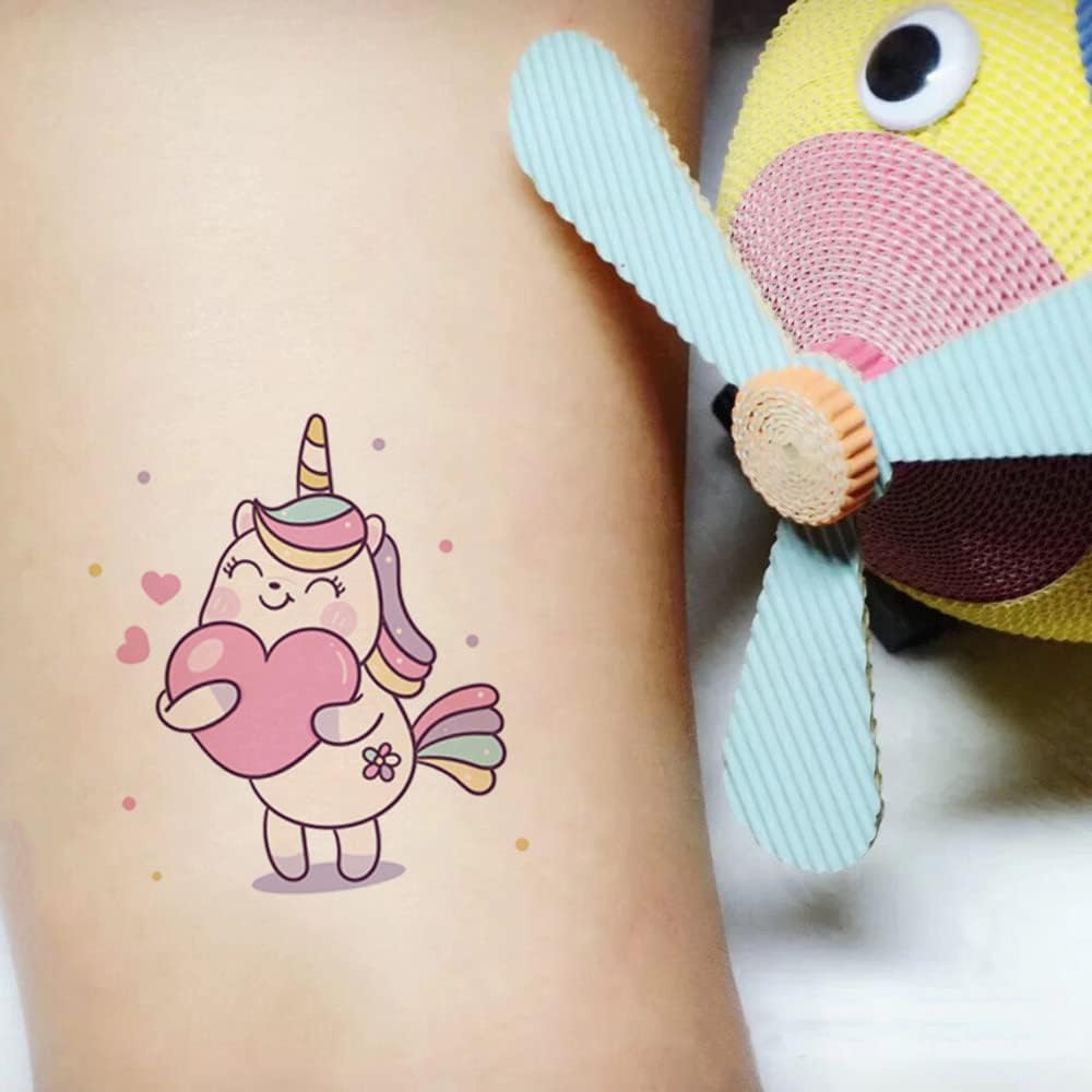 Cute Waterproof Pink Unicorn Stickers - TREXEE Temporary Tattoos for Girls, Face & Body Art, Party Favors, Envelopes, Gift Bags (Pack of 10) - Perfect for Birthday Parties, Baby Showers & Kids' Crafts