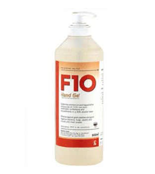 F10 Hand Gel Pump Pack 500ml - Antibacterial Hand Sanitizer with Moisturizers for Home, Office & Travel Use