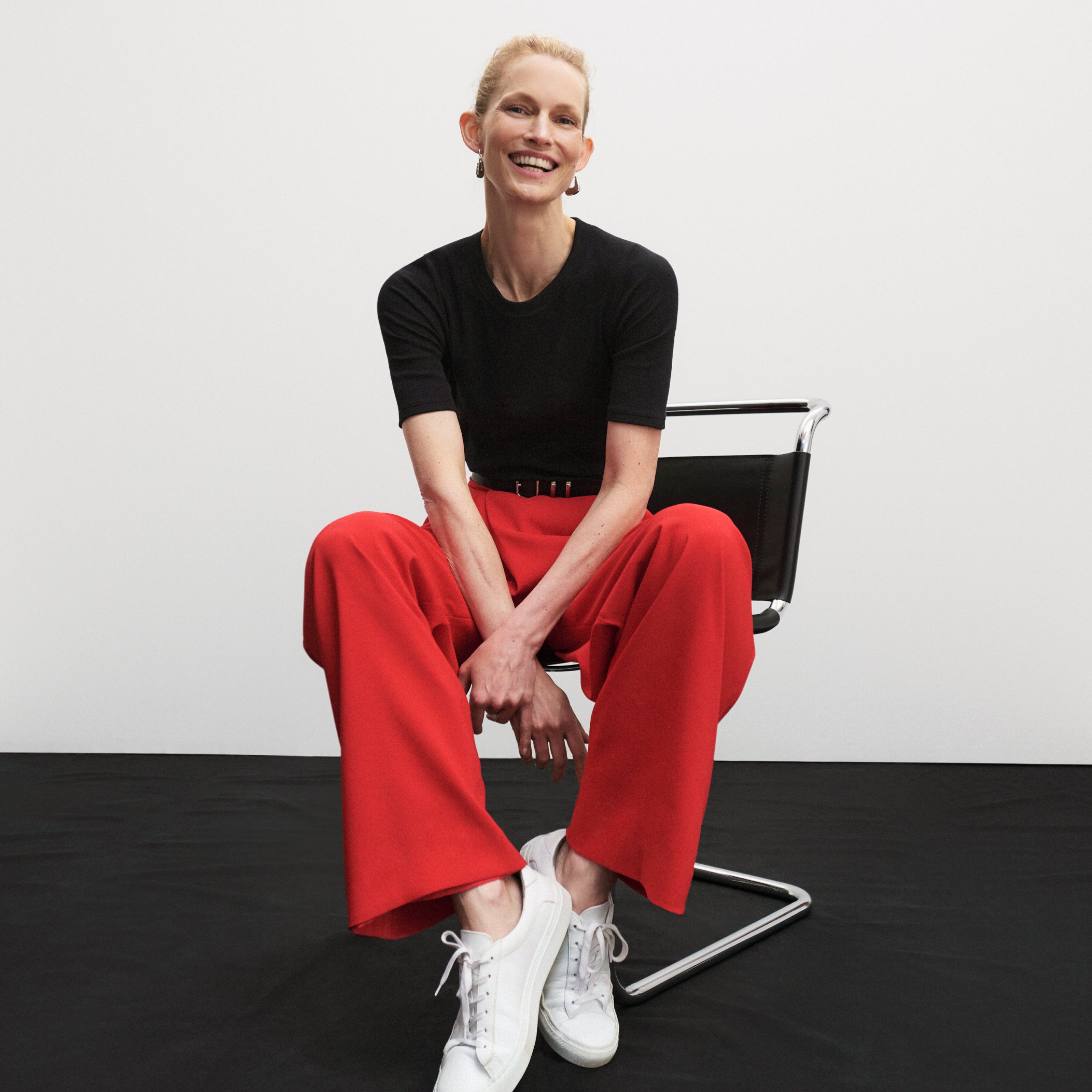 Conway Pant Eco Sateen Women's Trousers - Maraschino Red High-Waisted Work Pants for Office & Business Casual Wear