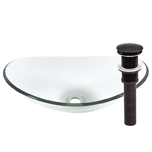 Novatto CHIARO Glass Vessel Bathroom Sink Set in Oil Rubbed Bronze - Modern Above Counter Vanity Basin for Bathroom Remodeling and Luxury Home Decor