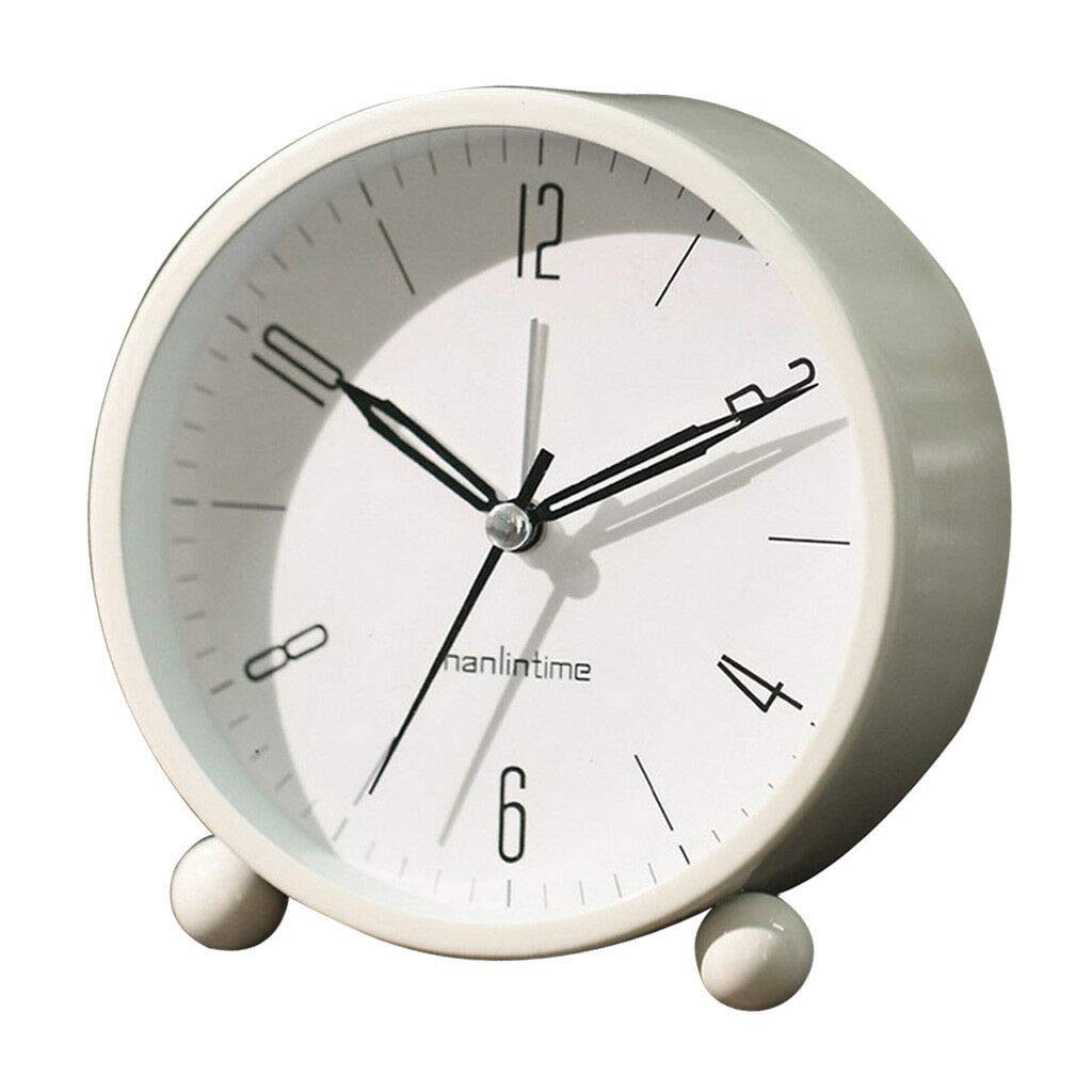 **Silent Non-Ticking Analog Alarm Clock with Nightlight - Loud Alarm, White - Perfect for Bedroom, Office, and Kids' Room**