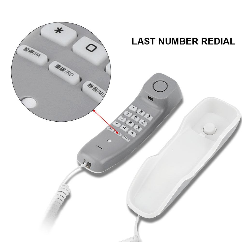 Wall Mounted Corded Telephone - Wired Landline Phone (White) for Home & Office Use