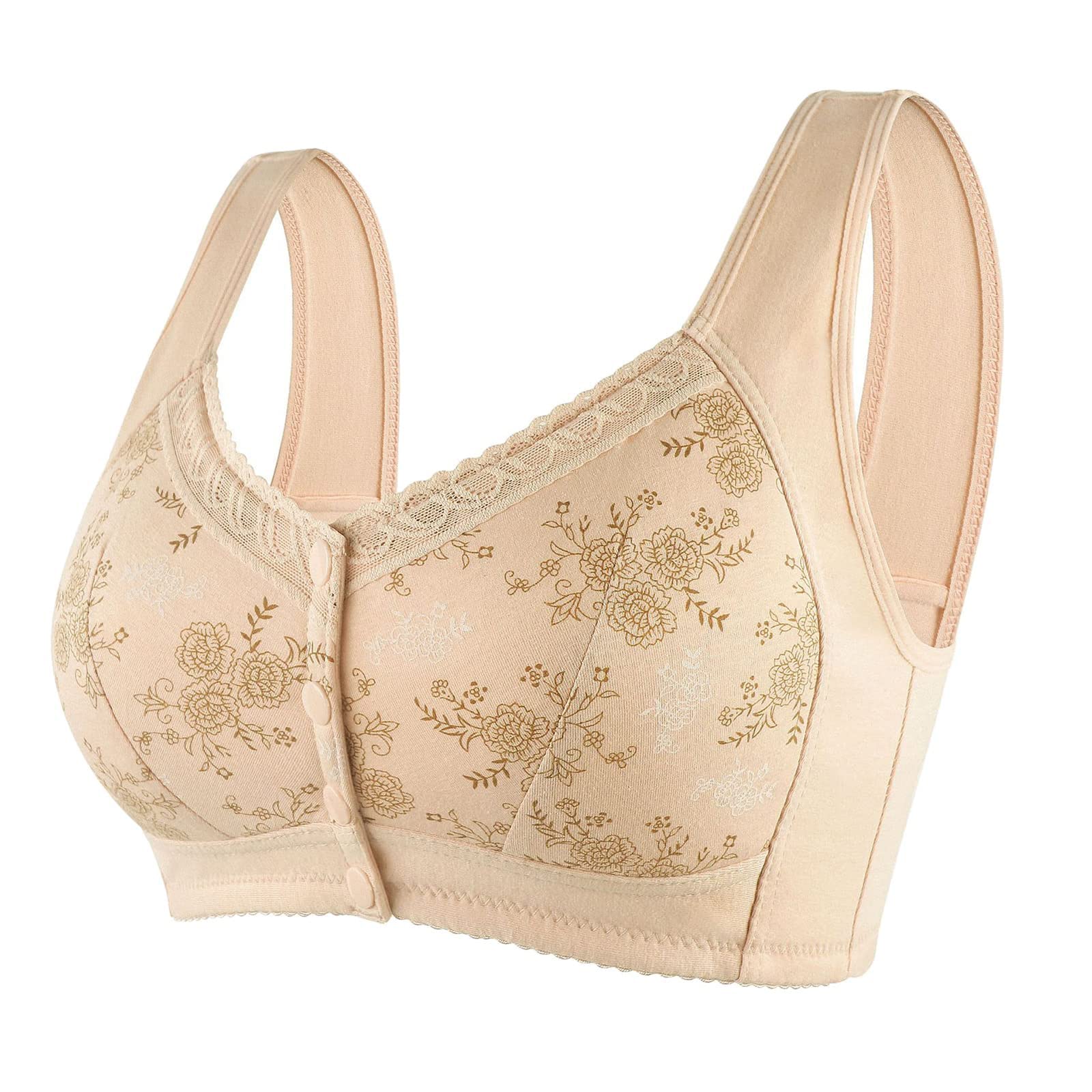 Glamorette Women's Cotton Front Closure Bra with Buttons - Comfortable Support for Everyday Wear, Yoga, and Lounge