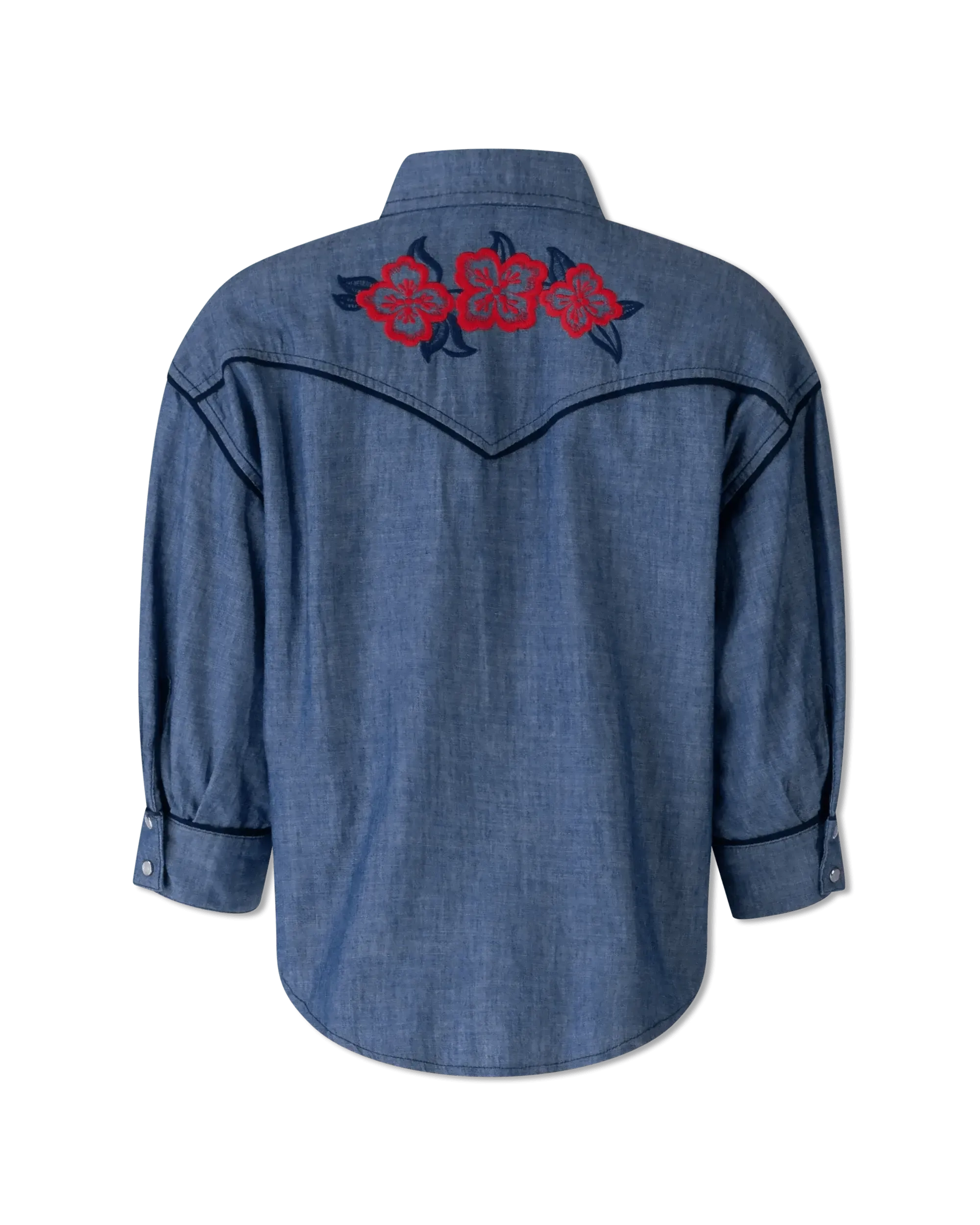 Stylish Embroidered Denim Shirt for Men & Women | Vintage Wash Cotton Button-Up Top | Casual Wear, Street Fashion & Outdoor Activities