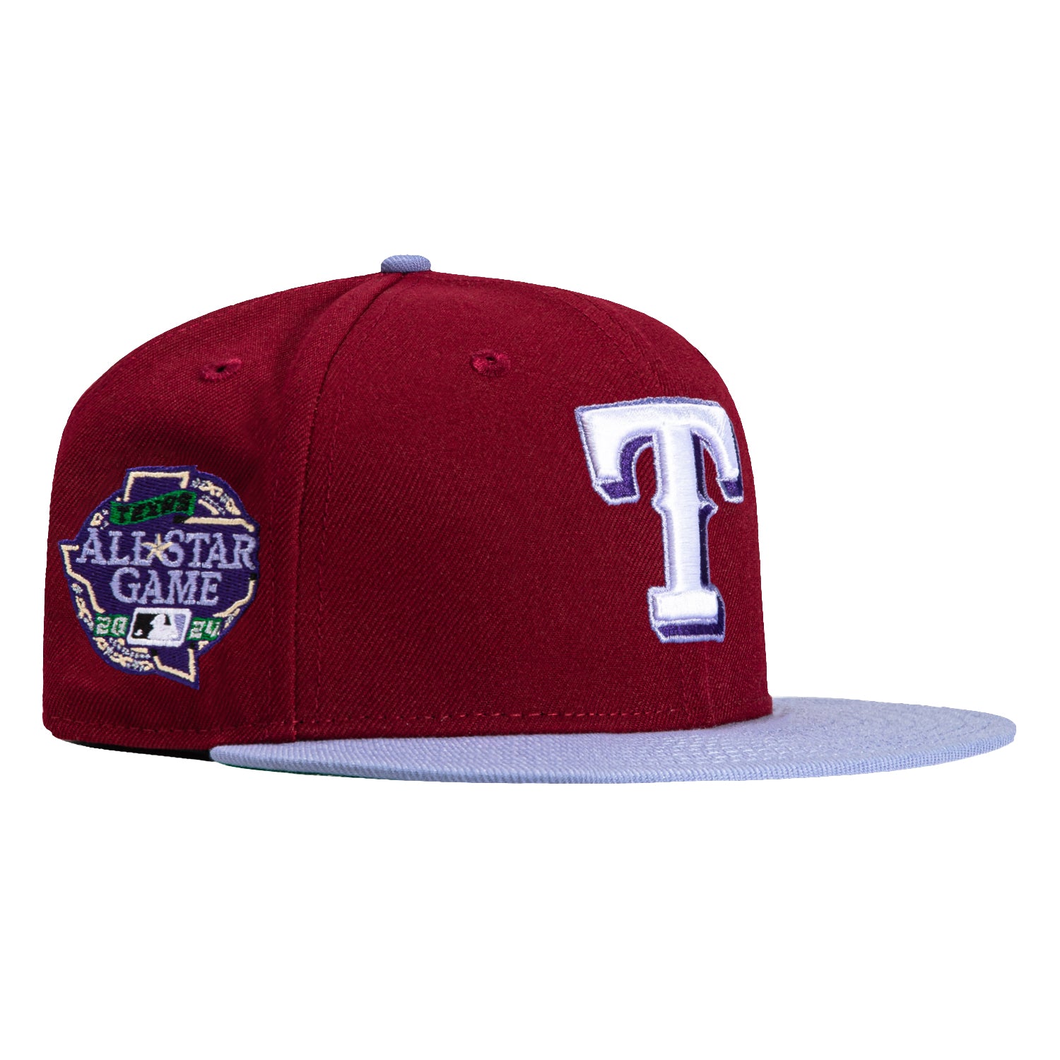New Era 59Fifty Texas Rangers 2024 All Star Game Patch Snapback Hat - Cardinal & Lavender Color | Official MLB Baseball Cap for Men & Women | Perfect for Games, Collecting & Streetwear Fashion