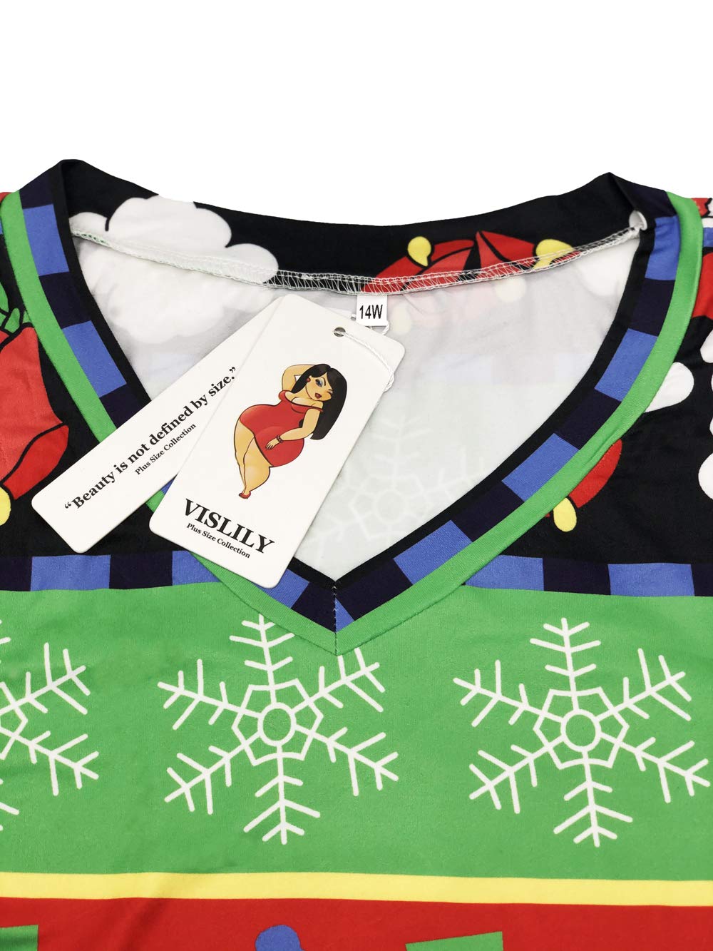 VISLILY Plus Size Christmas Shirts for Women - Holiday Tops Casual Tunics Tee - Festive Holiday Party & Family Gathering Outfits