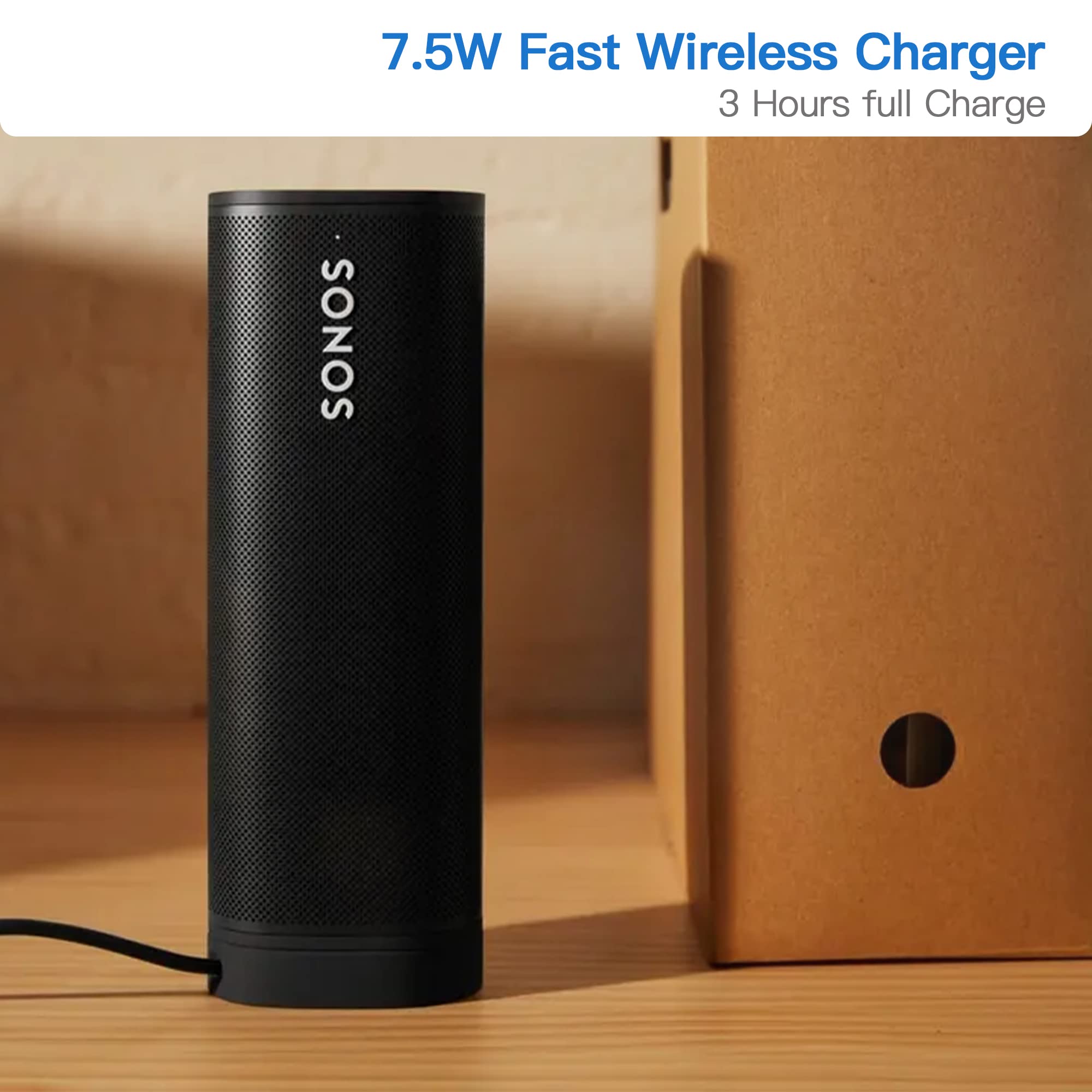 AWINNER Magnetic Wireless Charging Base for Sonos Roam - Portable Qi-Certified Fast Charger with Strong Magnetic Alignment (Black) | Perfect for Travel, Home, Office & Outdoor Use