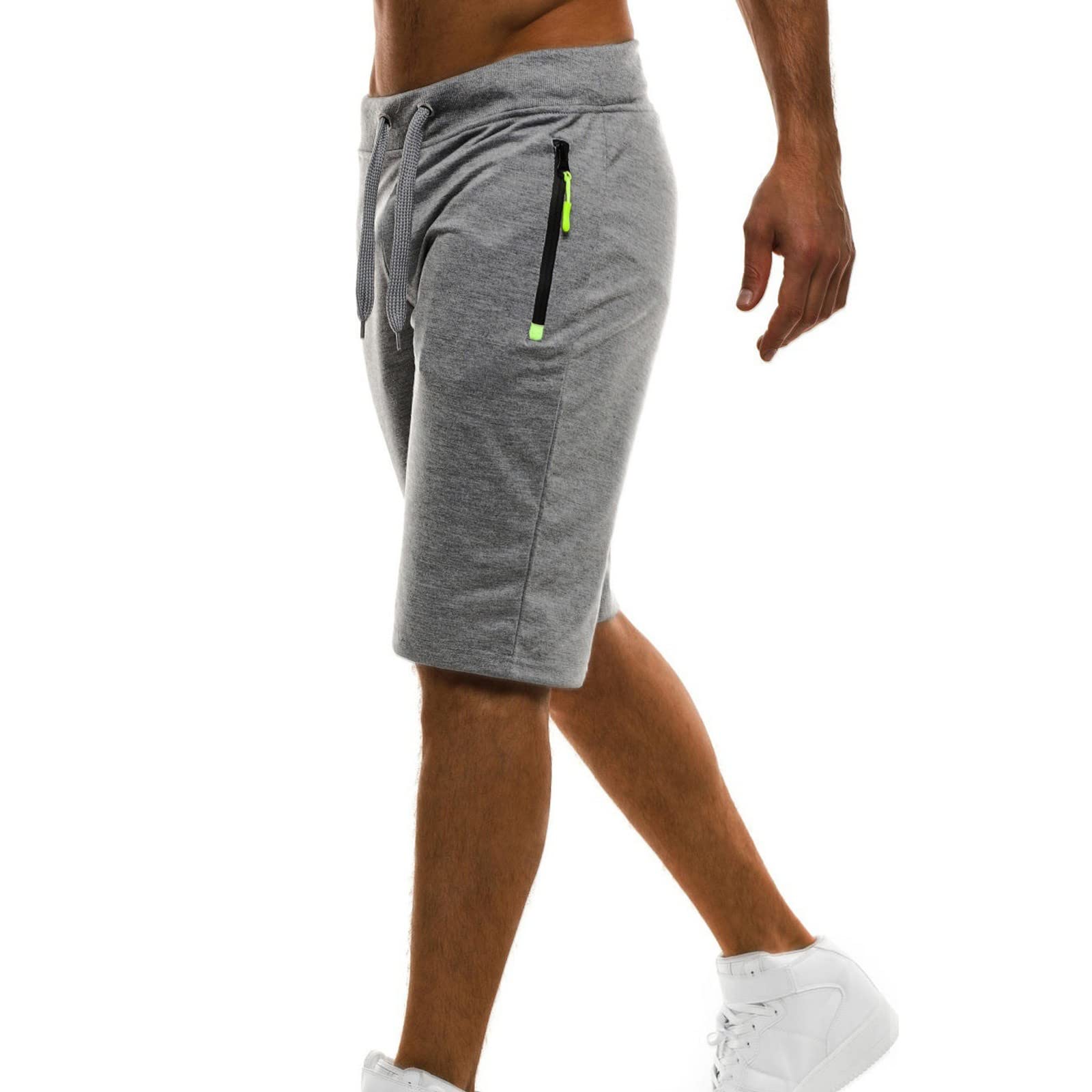 Gillberry Men's Stretch Casual Shorts with Zip Waist & Drawstring - Size 33, Solid Color Sports Shorts with Pockets - Perfect for Gym, Running, Hiking & Everyday Wear