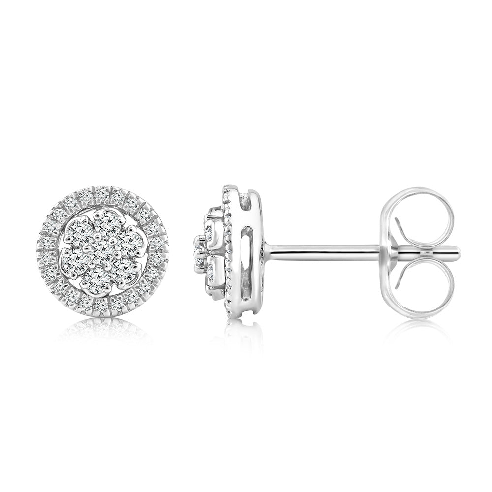 9ct White Gold Stud Earrings with 1/5 Carat Natural Diamonds - Elegant Everyday Jewelry for Women, Perfect for Gifts, Parties & Special Occasions